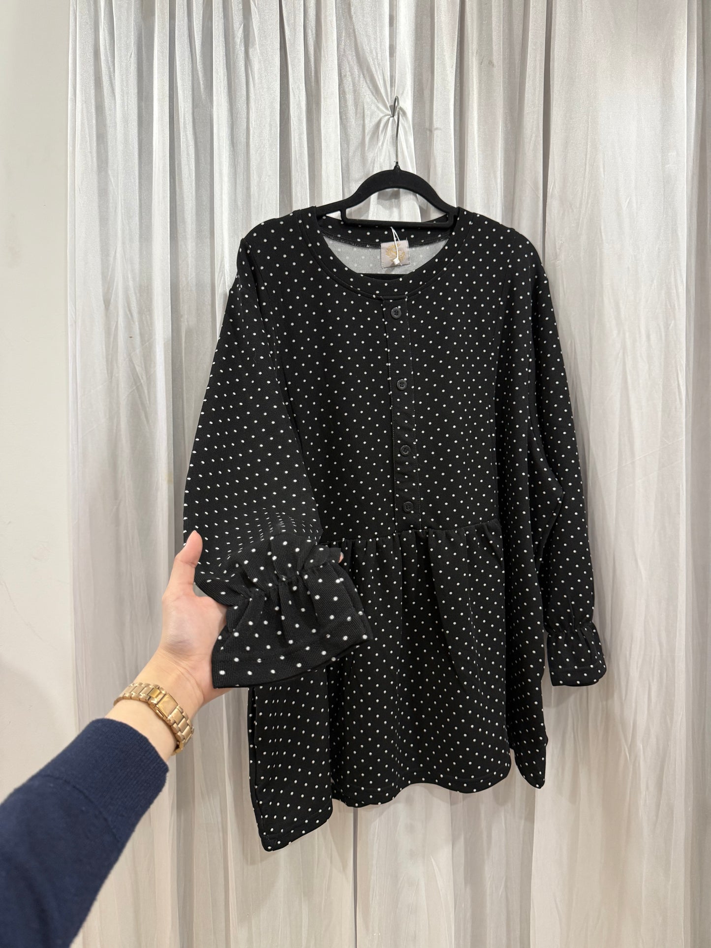 Lola Fake Button Up Polka Dot Top