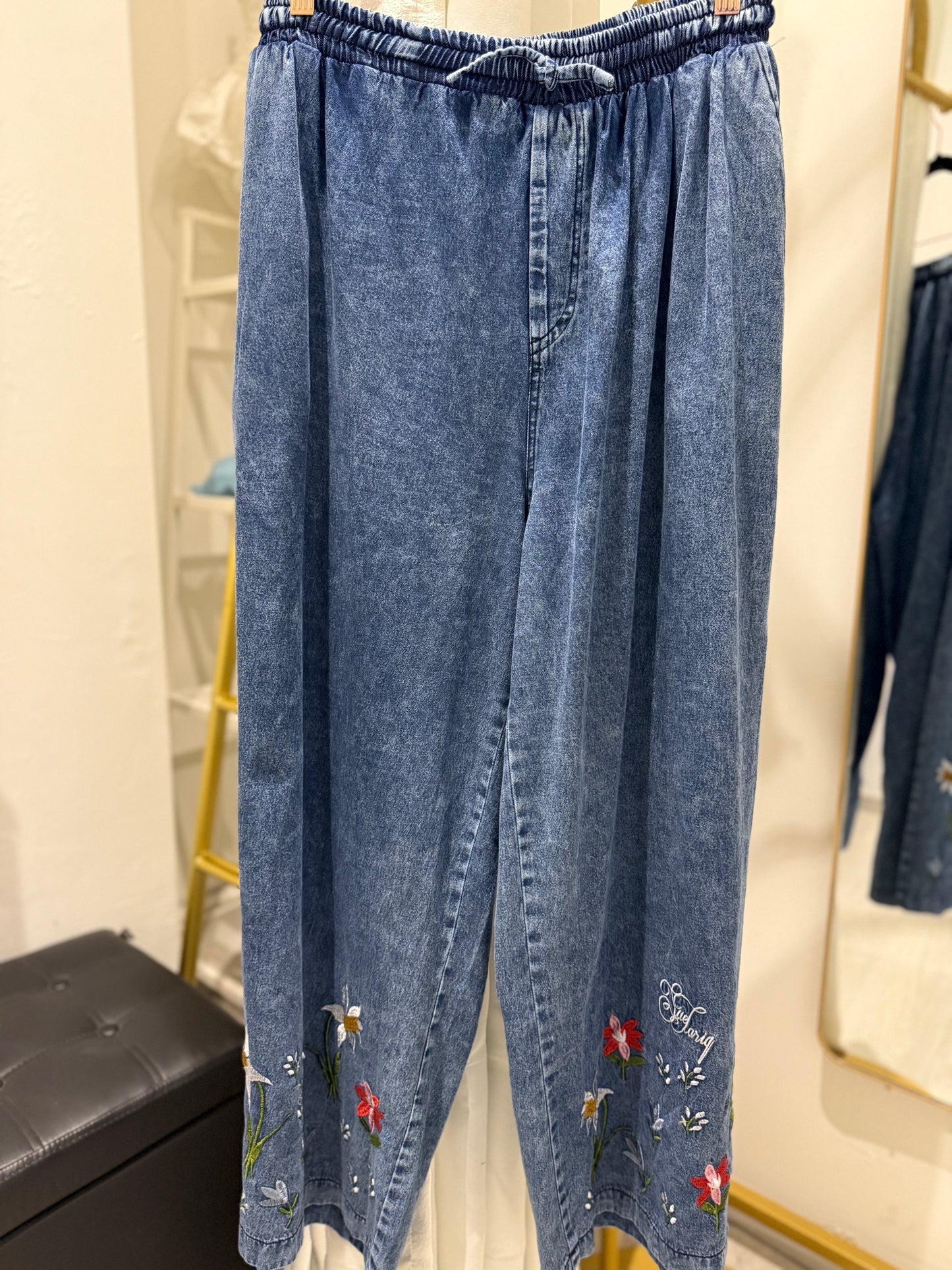 Bebe ST Soft denim with Flower Embroideries