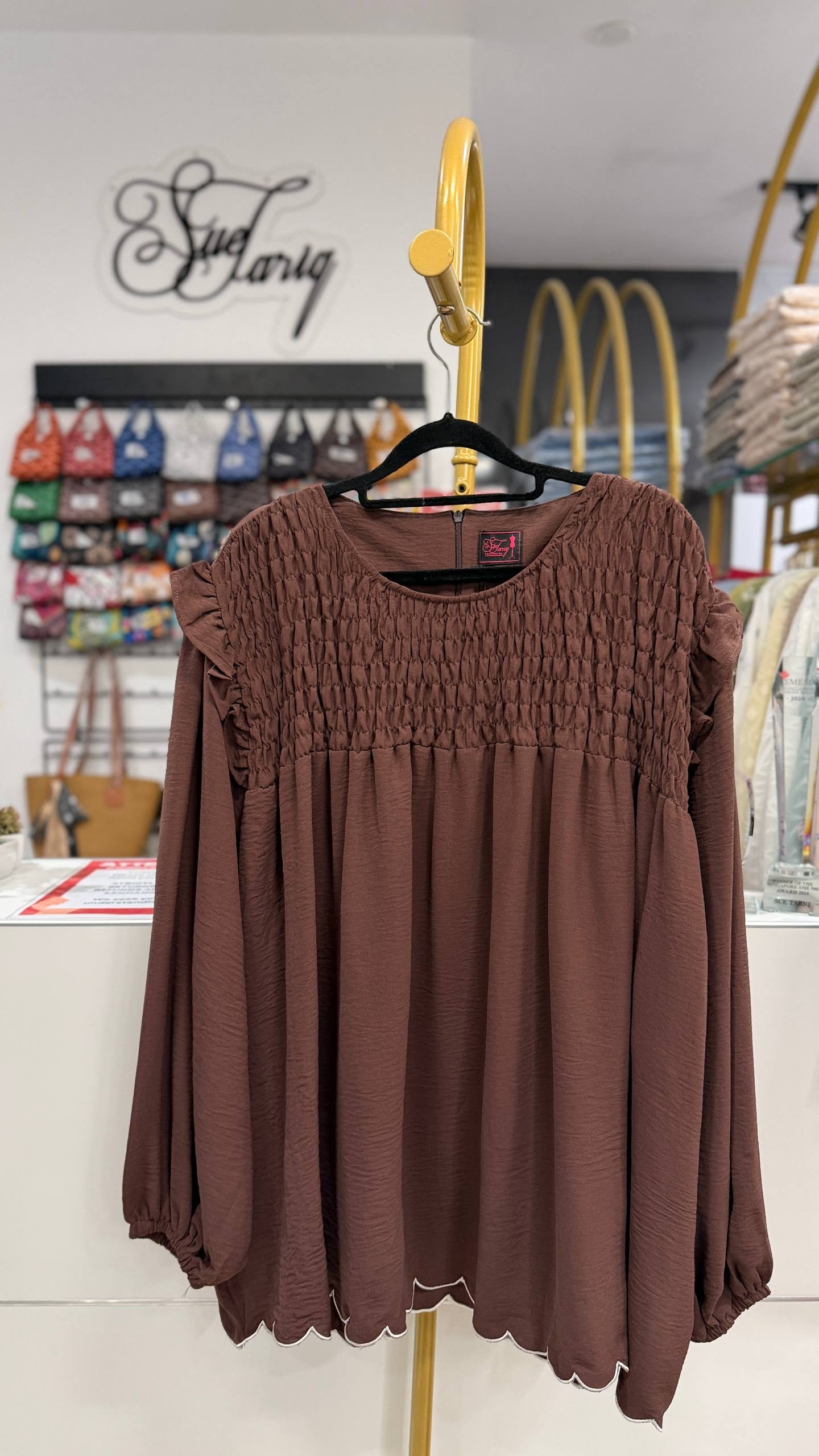 Dariyah Smoked Plus Size Top with Ruffles