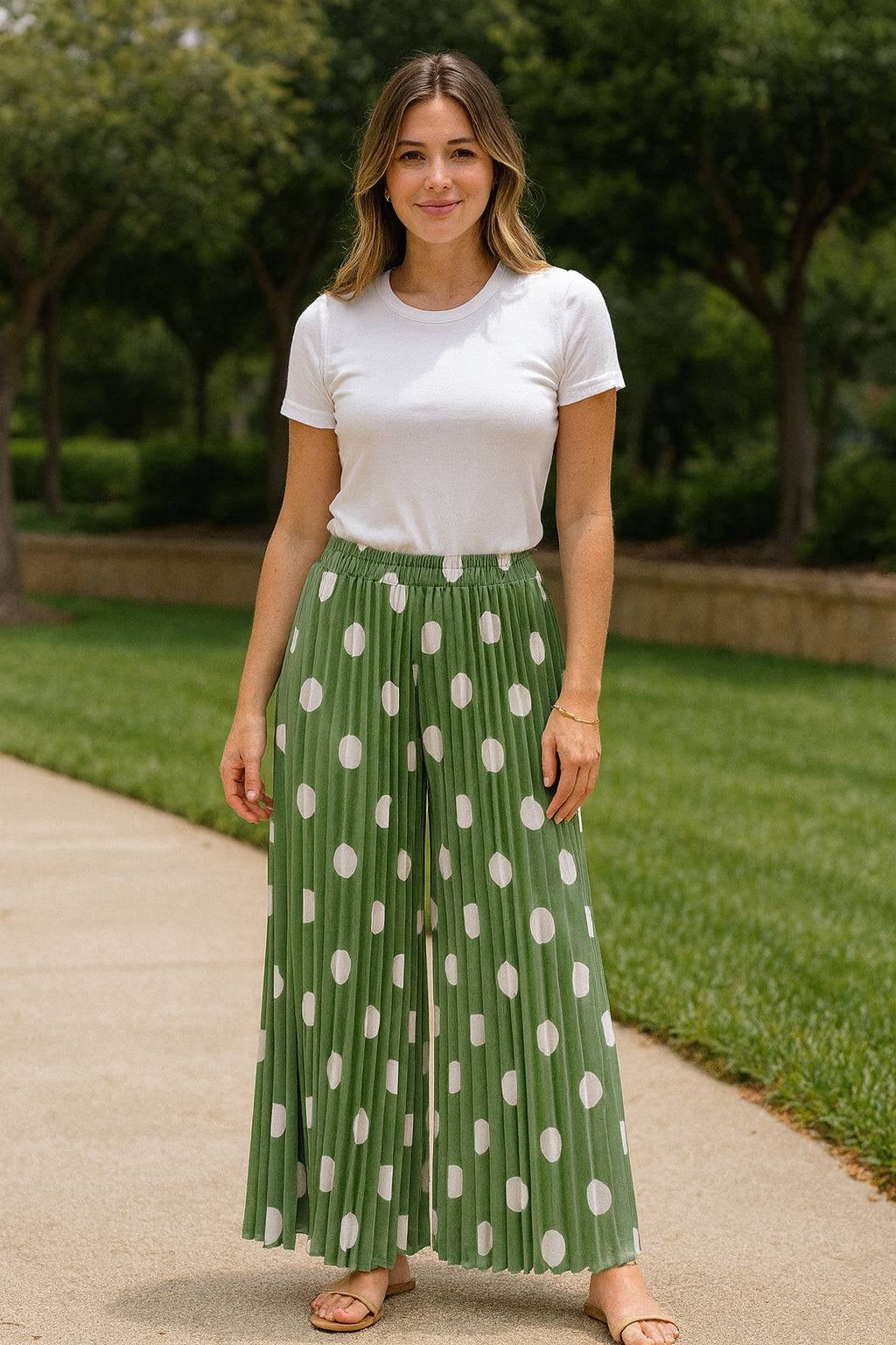 Bonita Pleated Polka Dot Pants