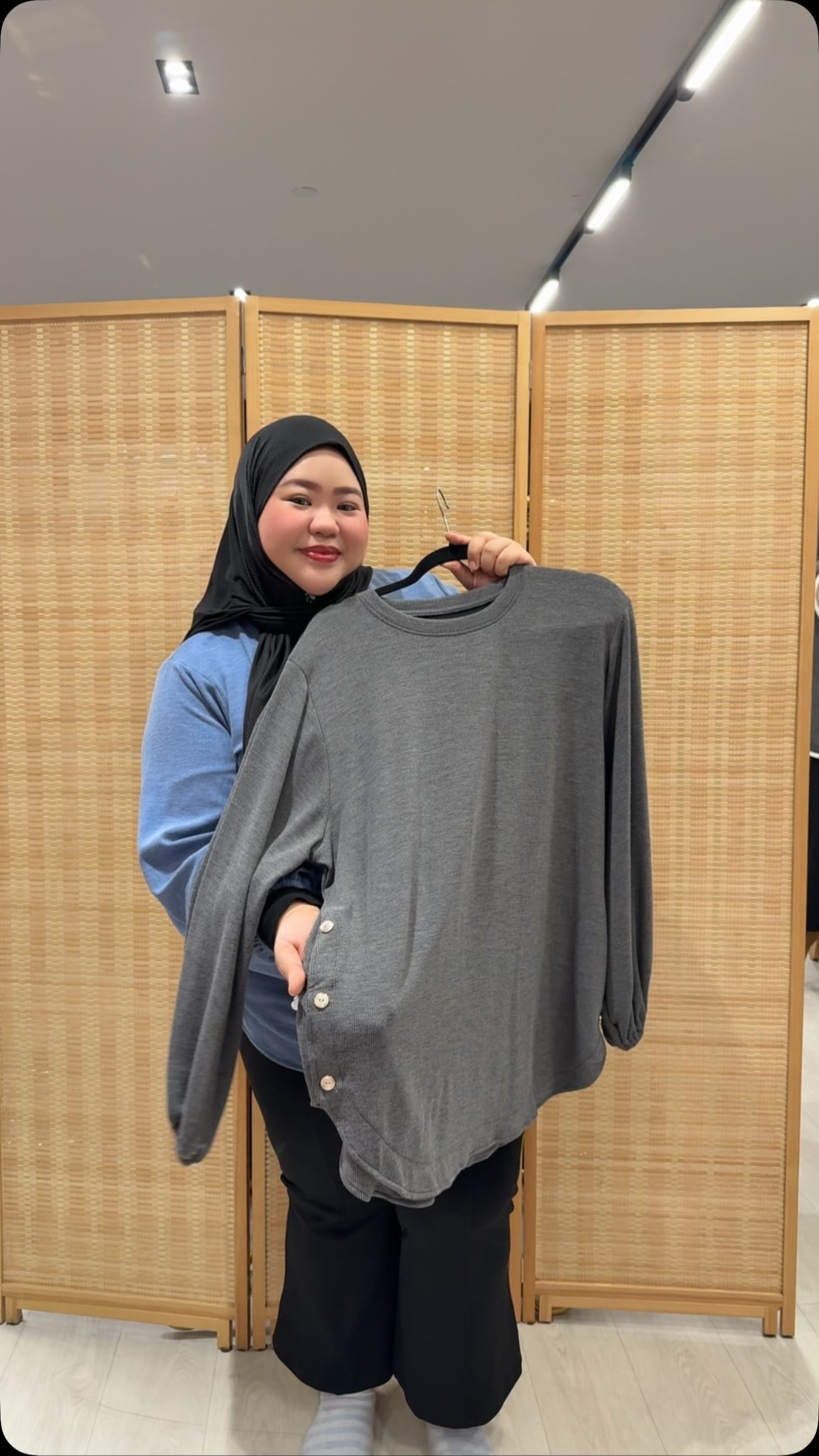 Majestic Aster Fabric side buttons Plus size