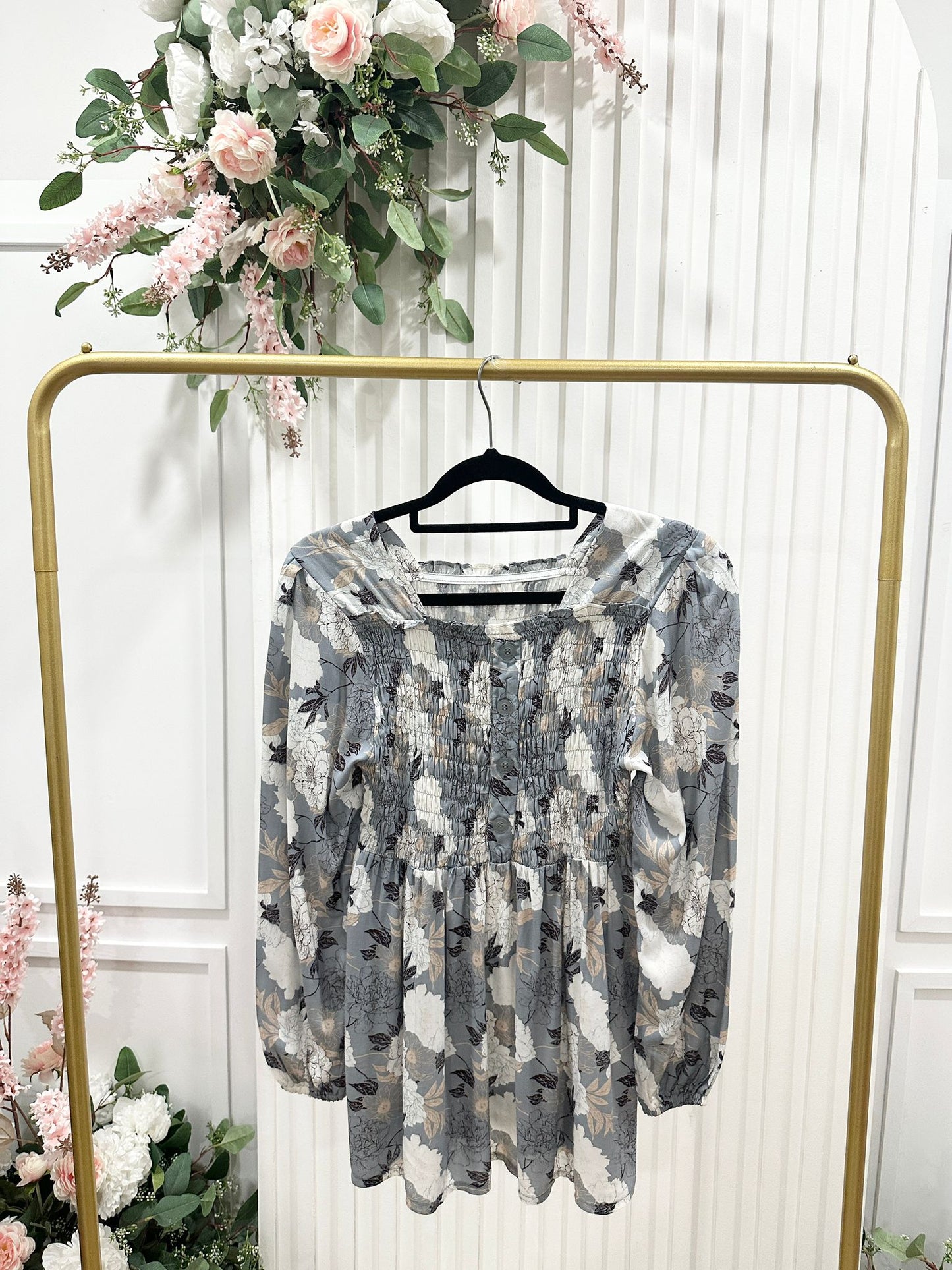Floral Printed Cotton Polyester Top #SM9