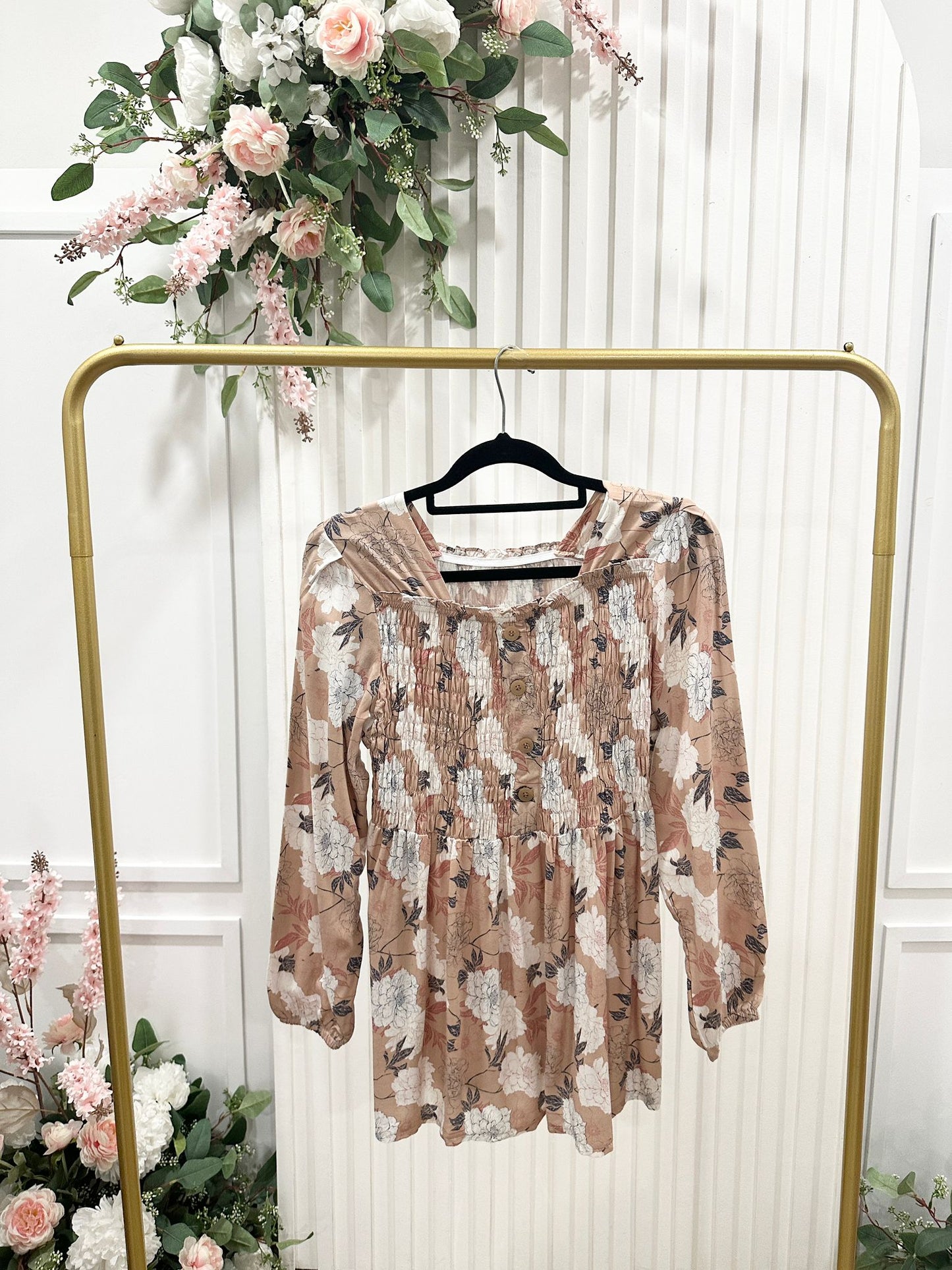 Floral Printed Cotton Polyester Top #SM9