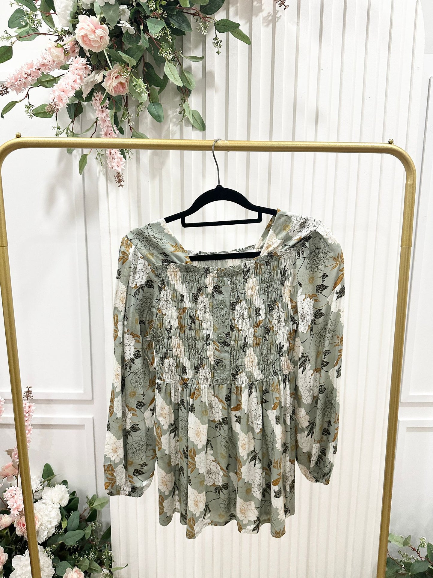 Floral Printed Cotton Polyester Top #SM9