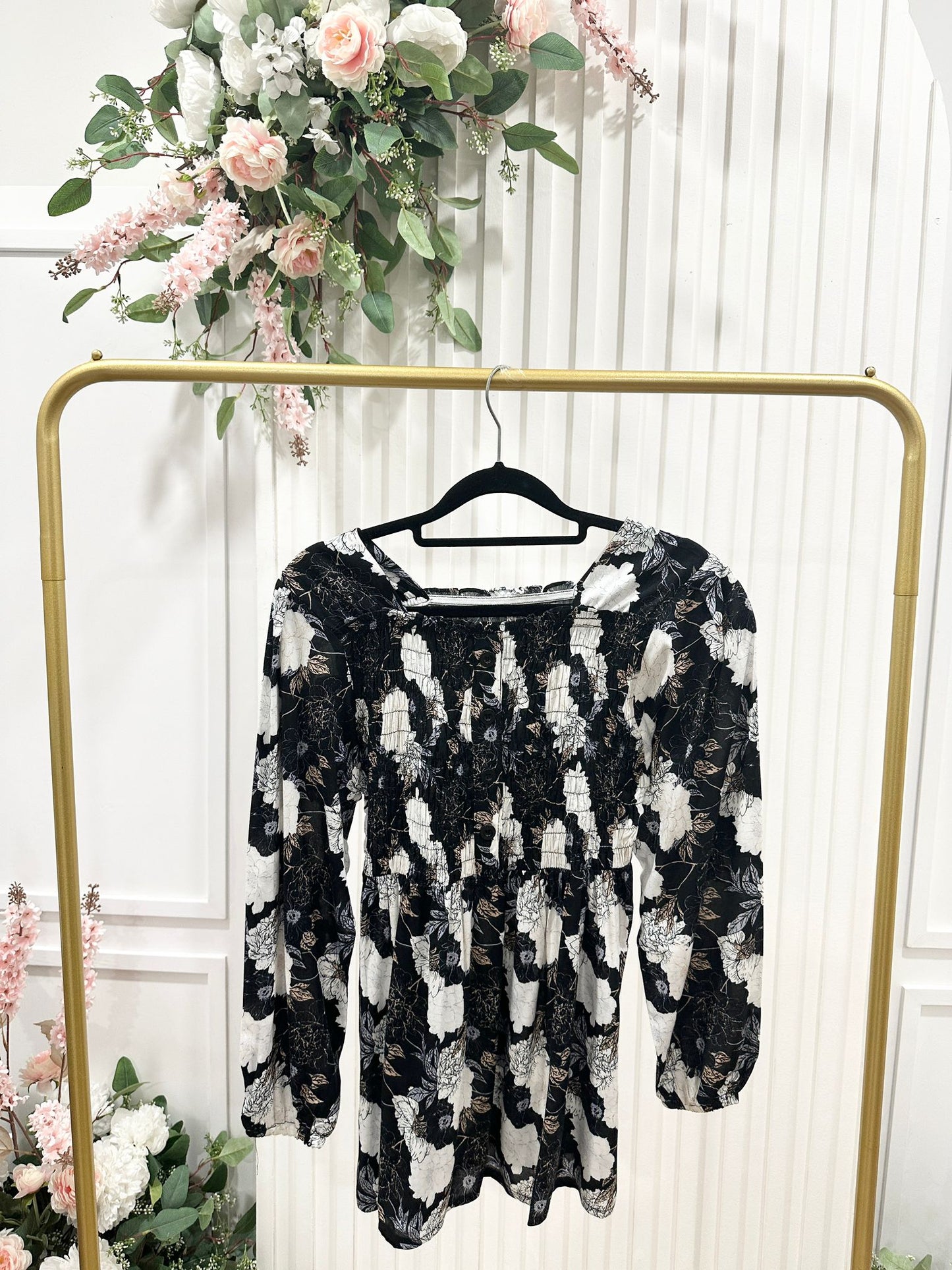 Floral Printed Cotton Polyester Top #SM9