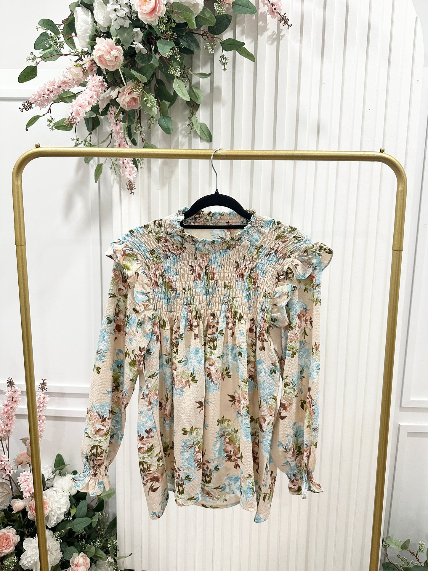 Floral Printed Cotton Polyester Top #SM10