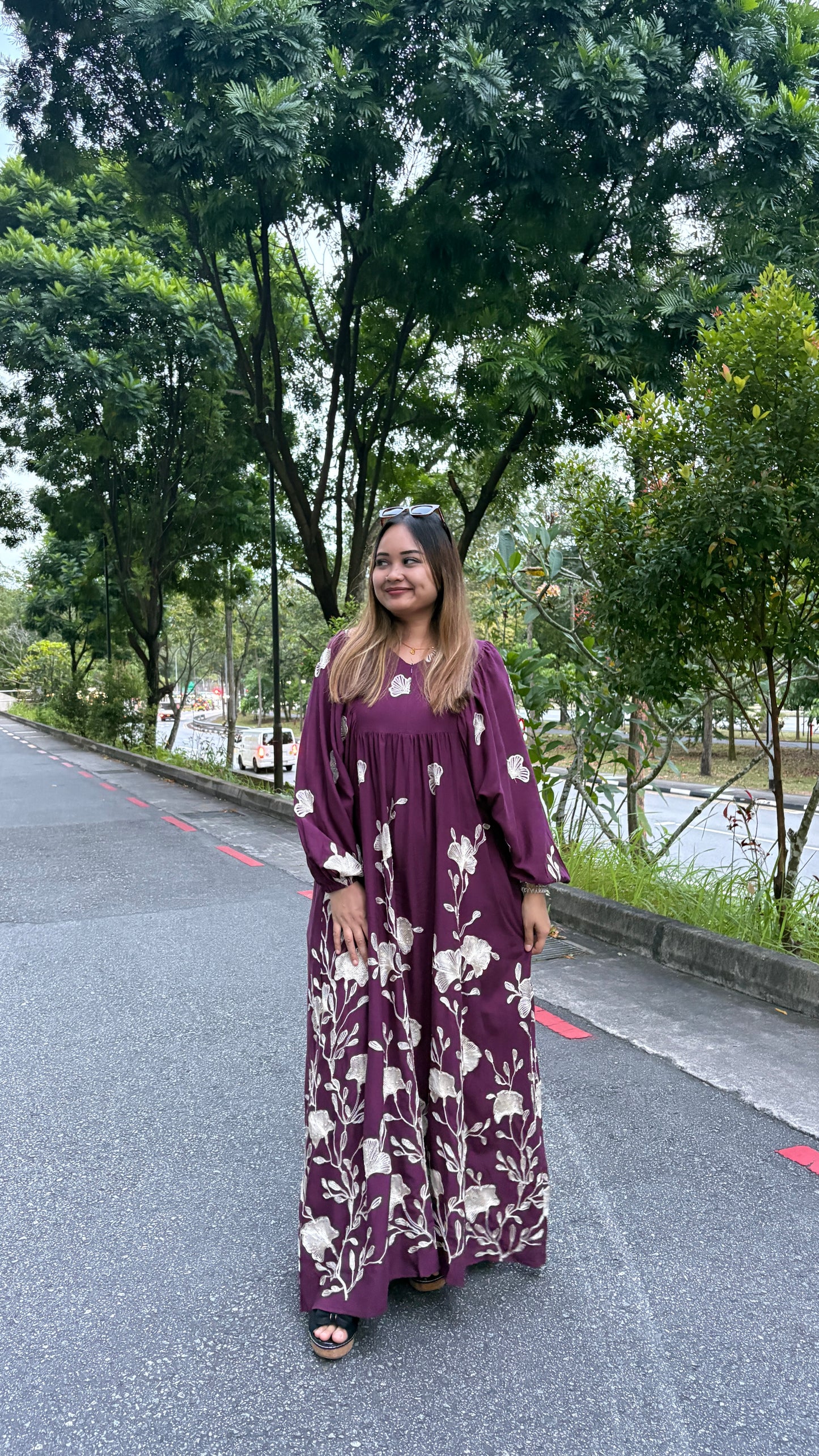 Safira Babydoll Dress Flower Embroided