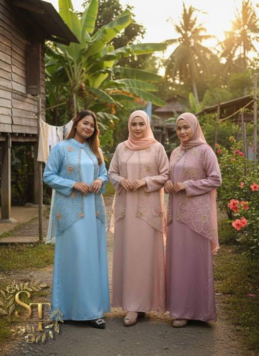 Fazira Organza Dress With Long Sleeve Inner