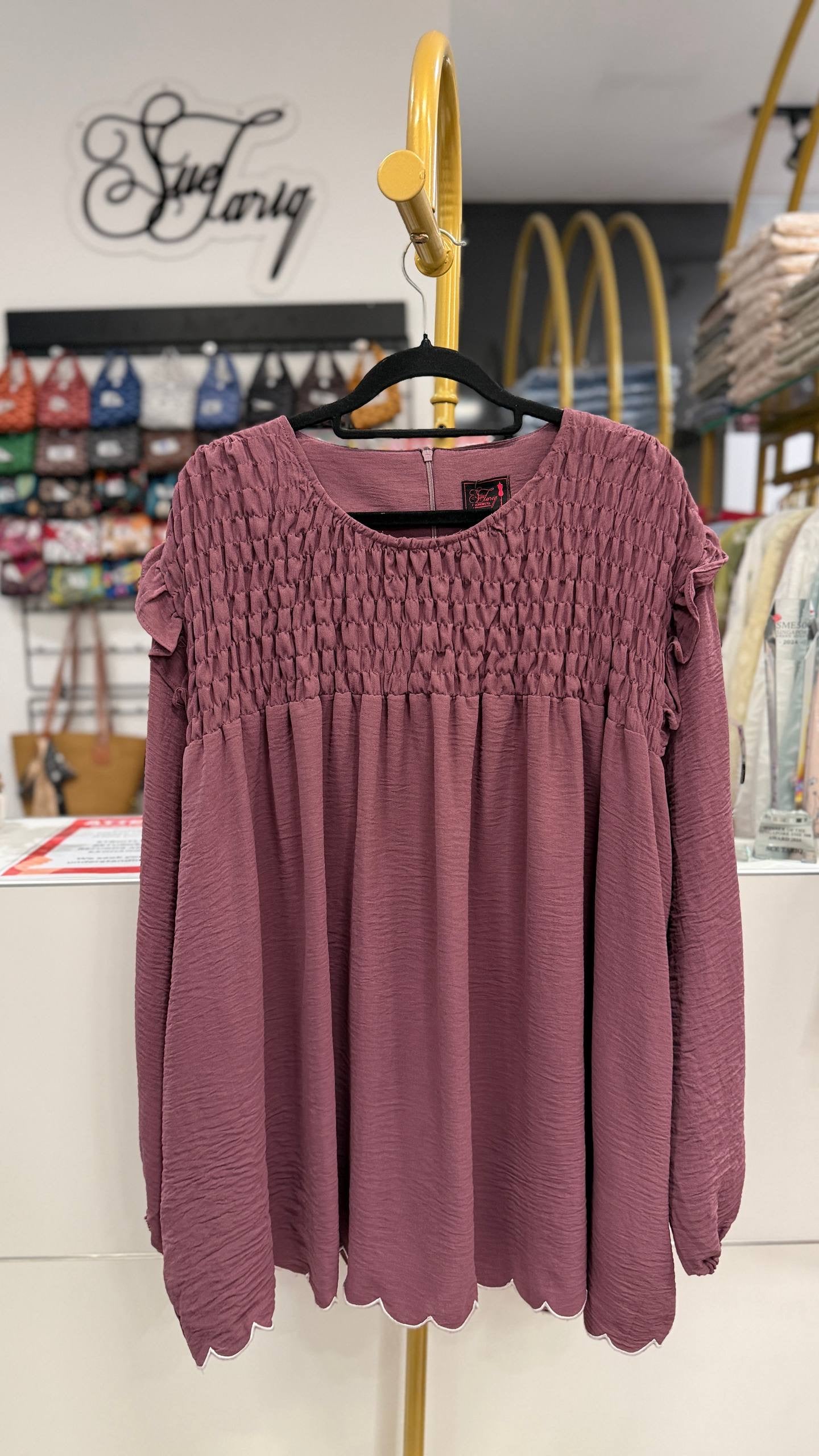 Dariyah Smoked Plus Size Top with Ruffles