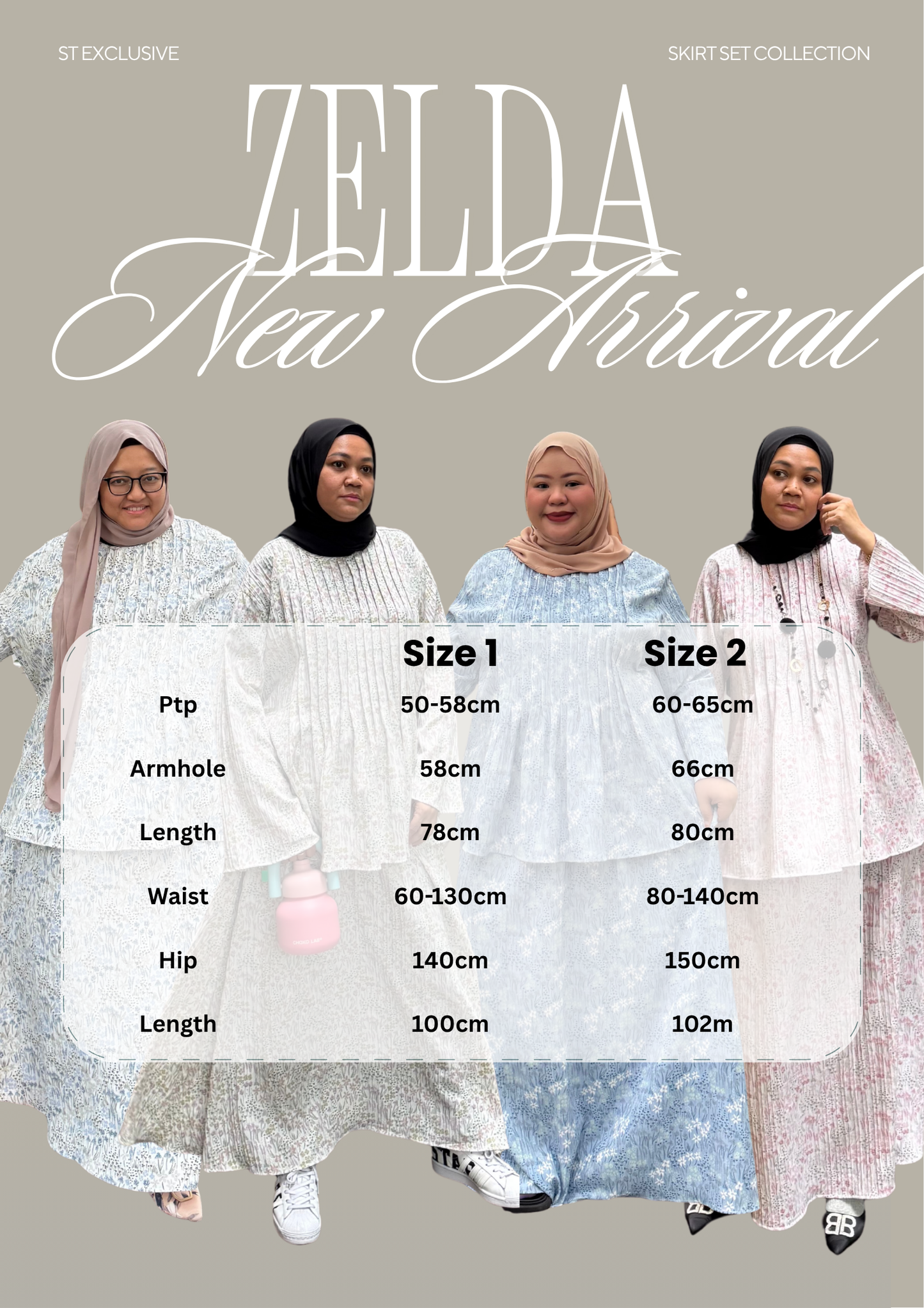 Zelda Floral Premium Crinkled Skirt Set