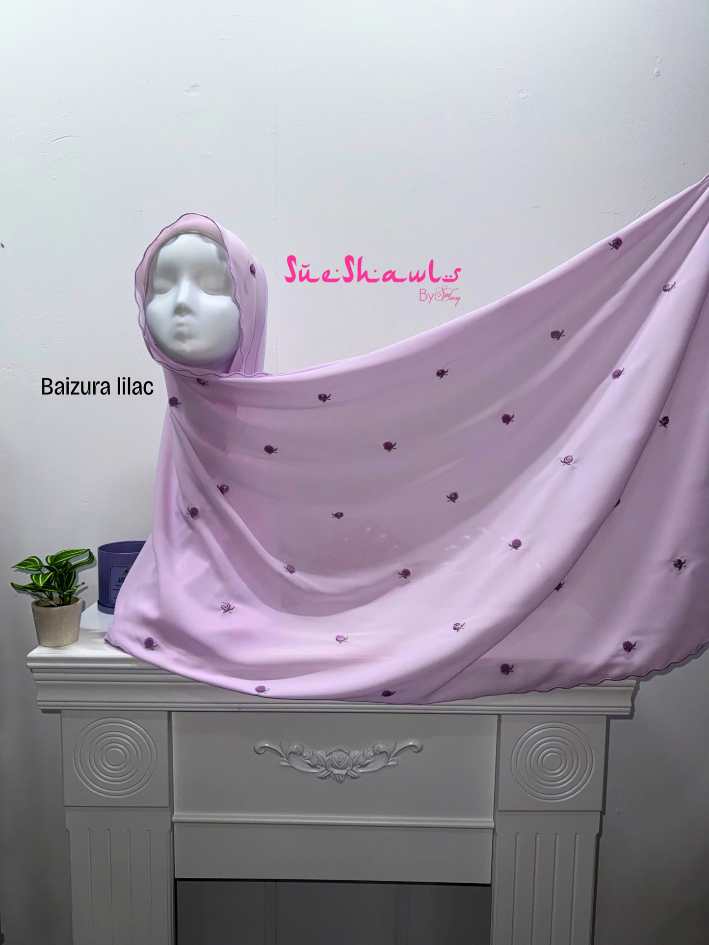 Baizura Embroided 1.8M Chiffon Shawl