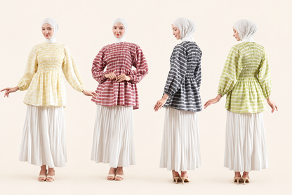 Leona Smocked Checkered Top