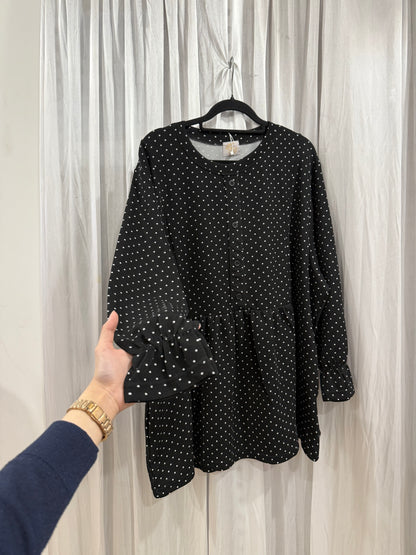 Lola Fake Button Up Polka Dot Top
