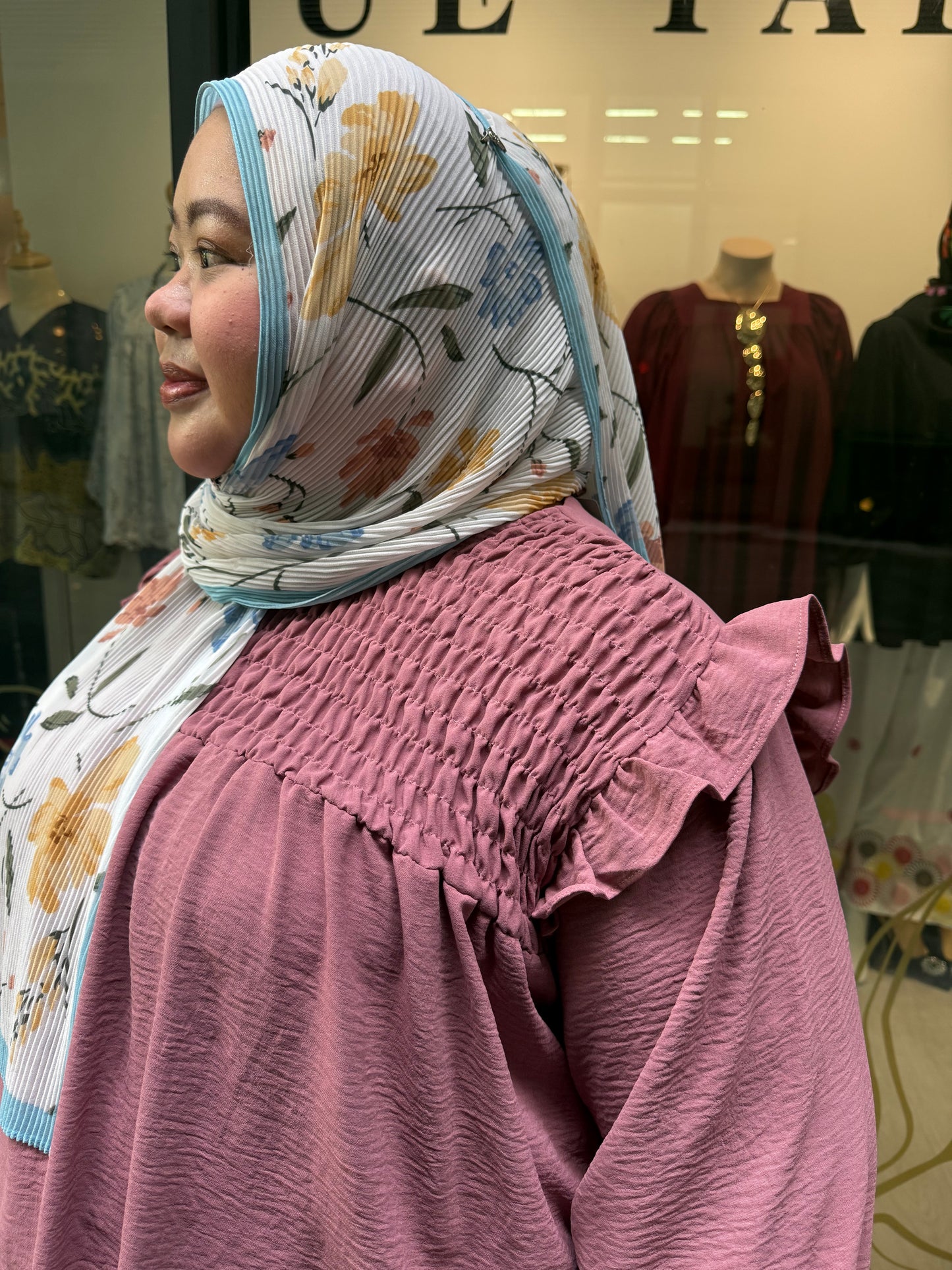 Dariyah Smoked Plus Size Top with Ruffles