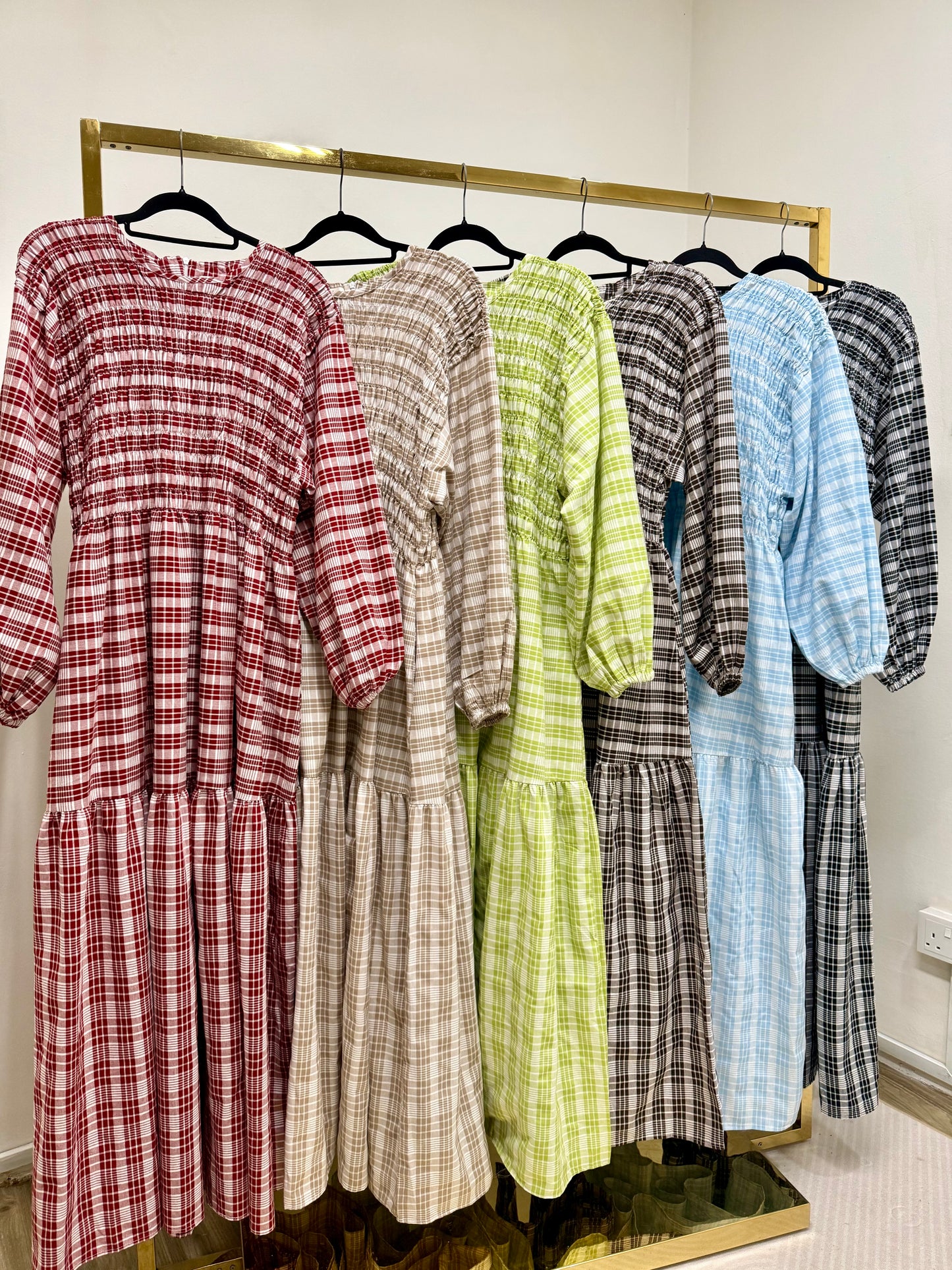 Laura Smocked Checkered Dress
