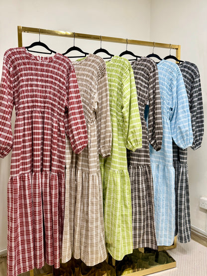 Laura Smocked Checkered Dress