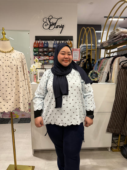 Siti Premium Baby Curdory Square neck ribbon top