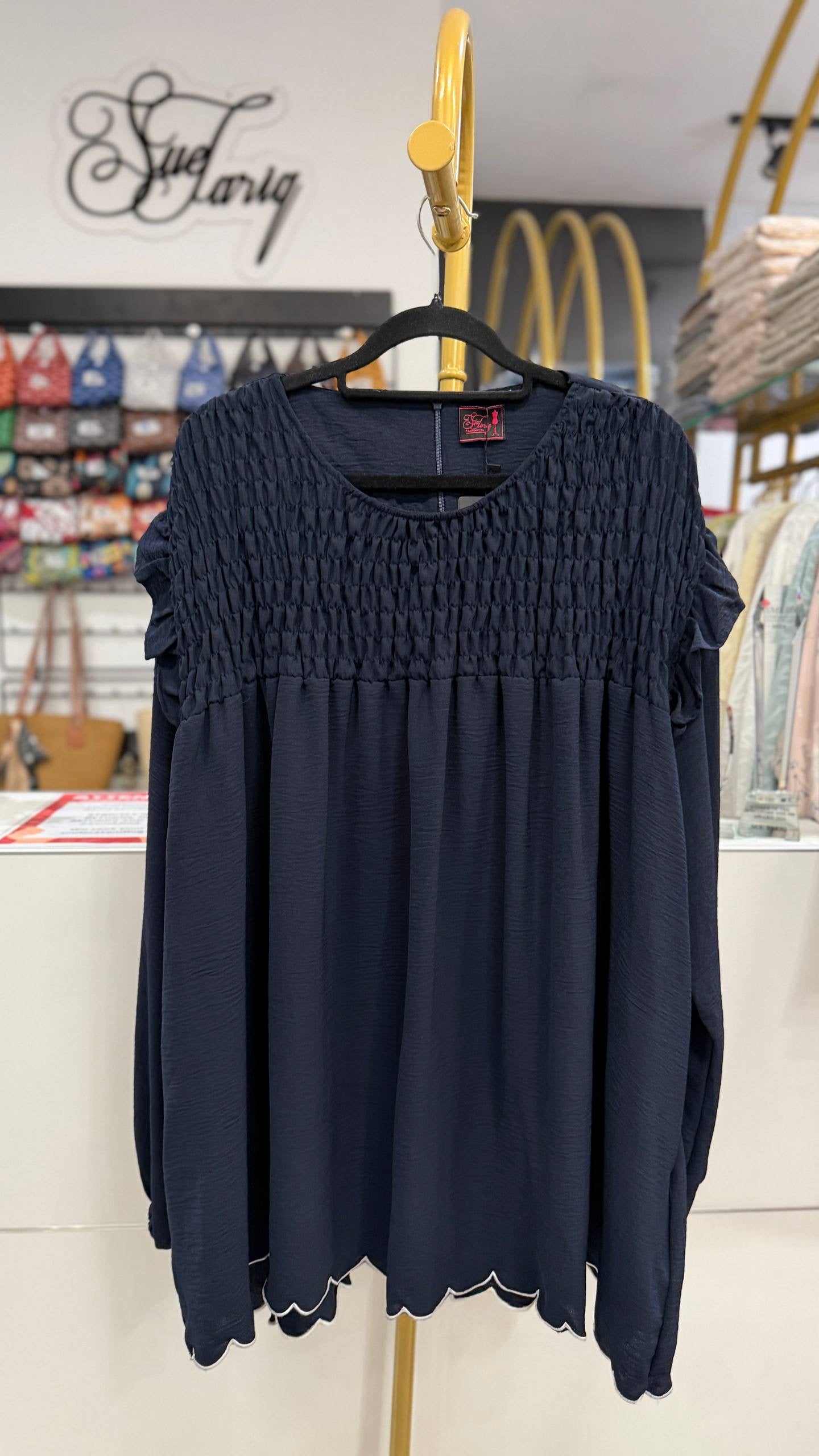 Dariyah Smoked Plus Size Top with Ruffles