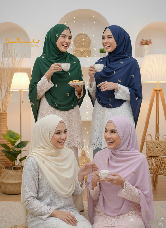 Aliyah Flower Embroided Chiffon Shawl