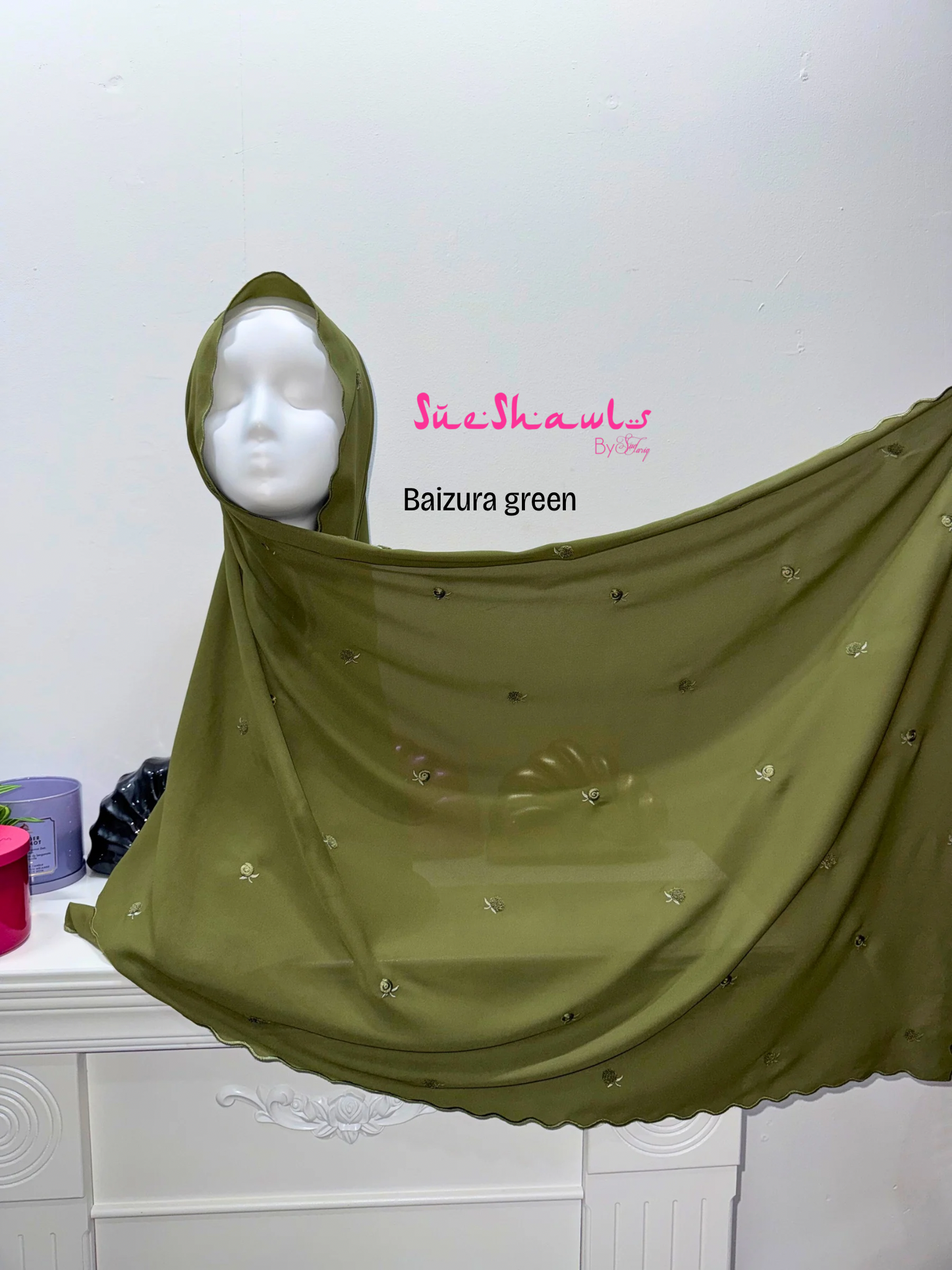 Baizura Embroided 1.8M Chiffon Shawl