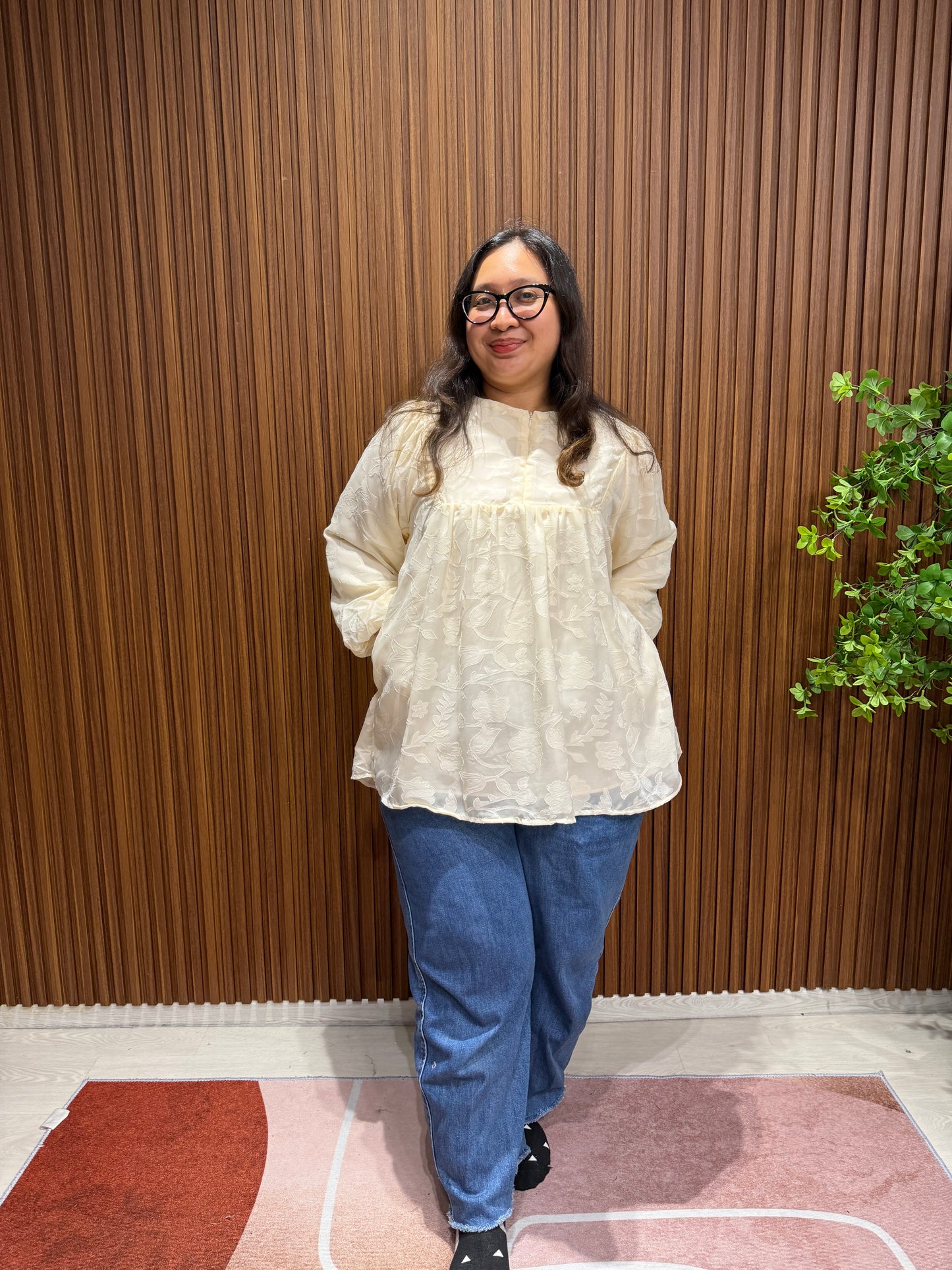 Shakilah Babydoll Batwing Cotton Embossed