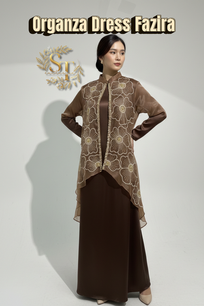 Fazira Organza Dress With Long Sleeve Inner