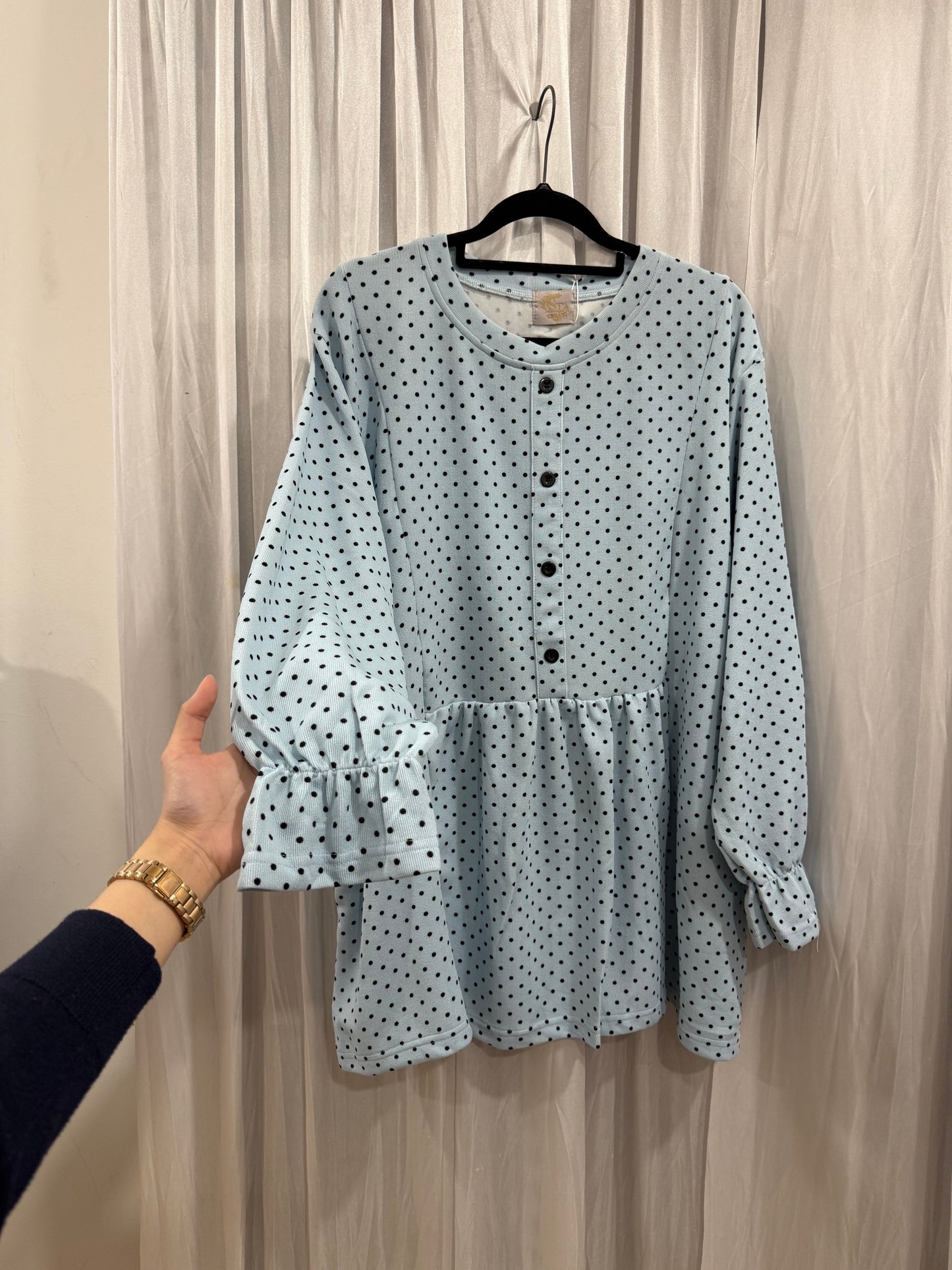 Lola Fake Button Up Polka Dot Top
