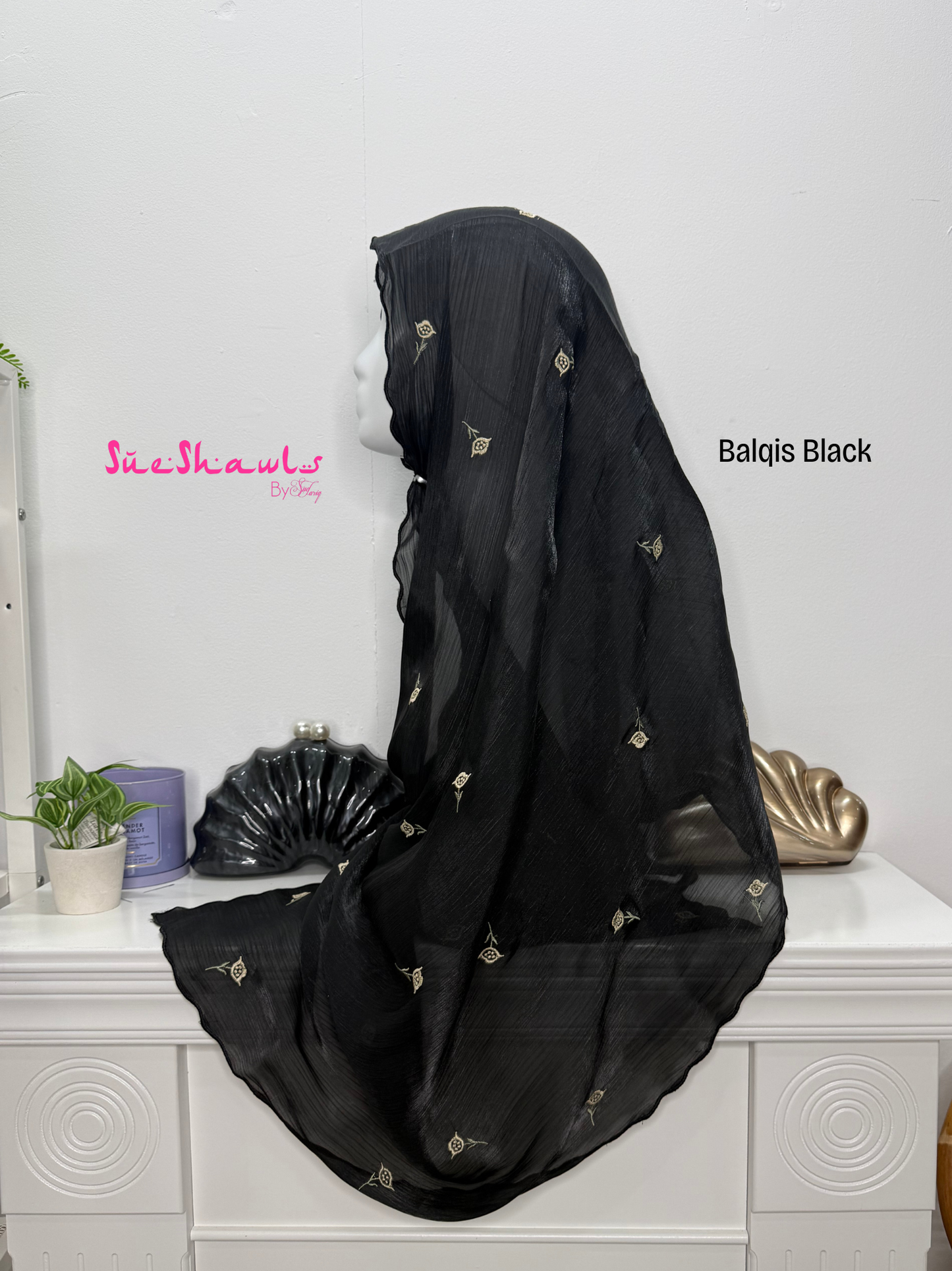 Balqis Embroided Shimmer Shawl