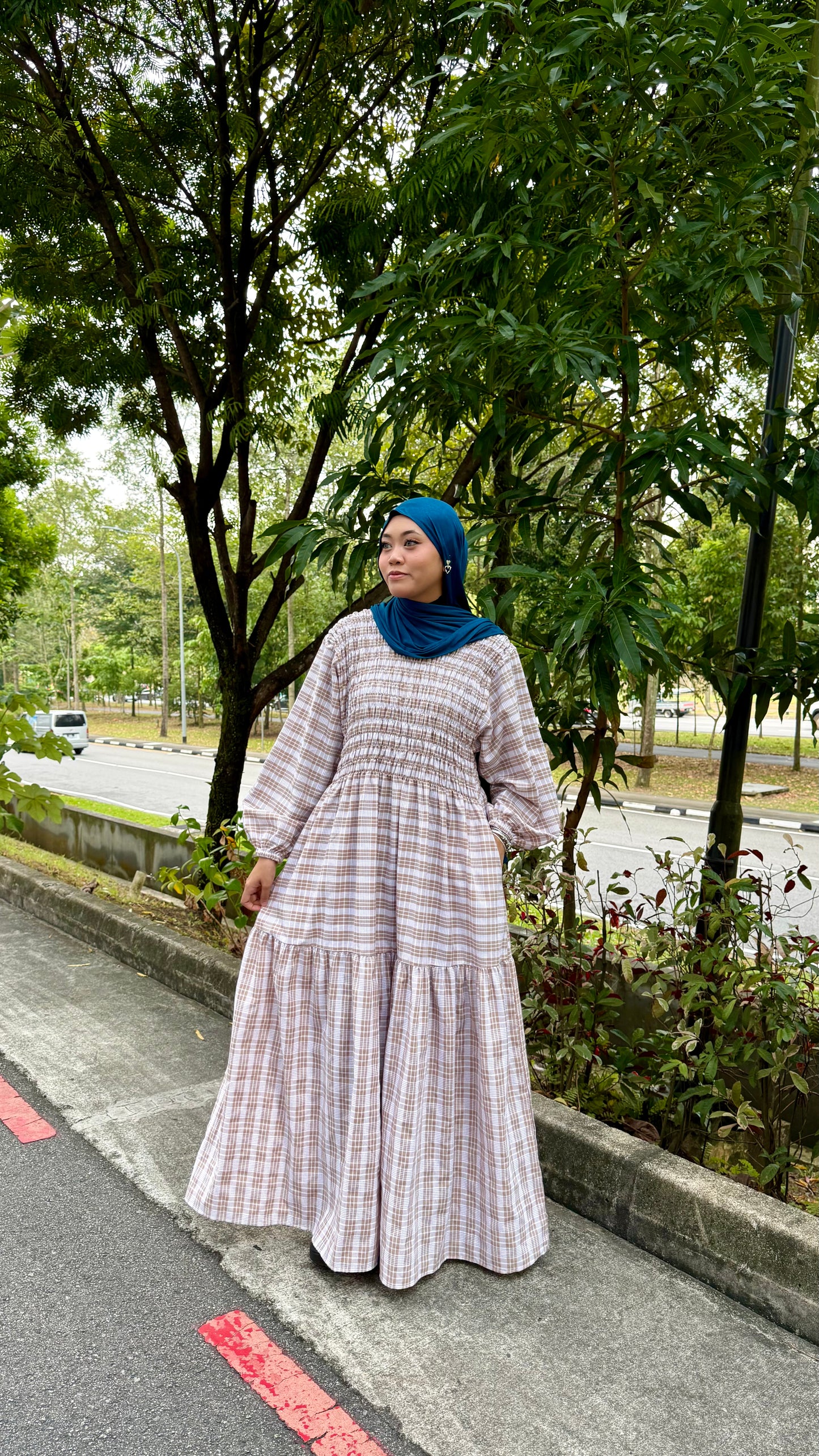Laura Smocked Checkered Dress
