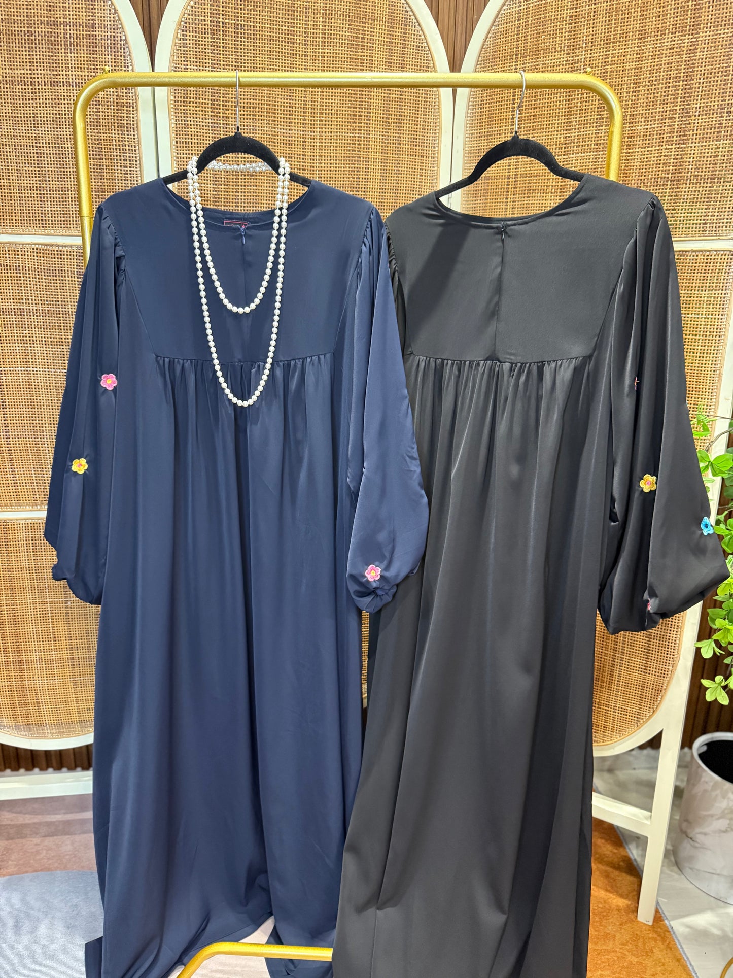 Persona Flower Embroided Balloon Sleeve Dress