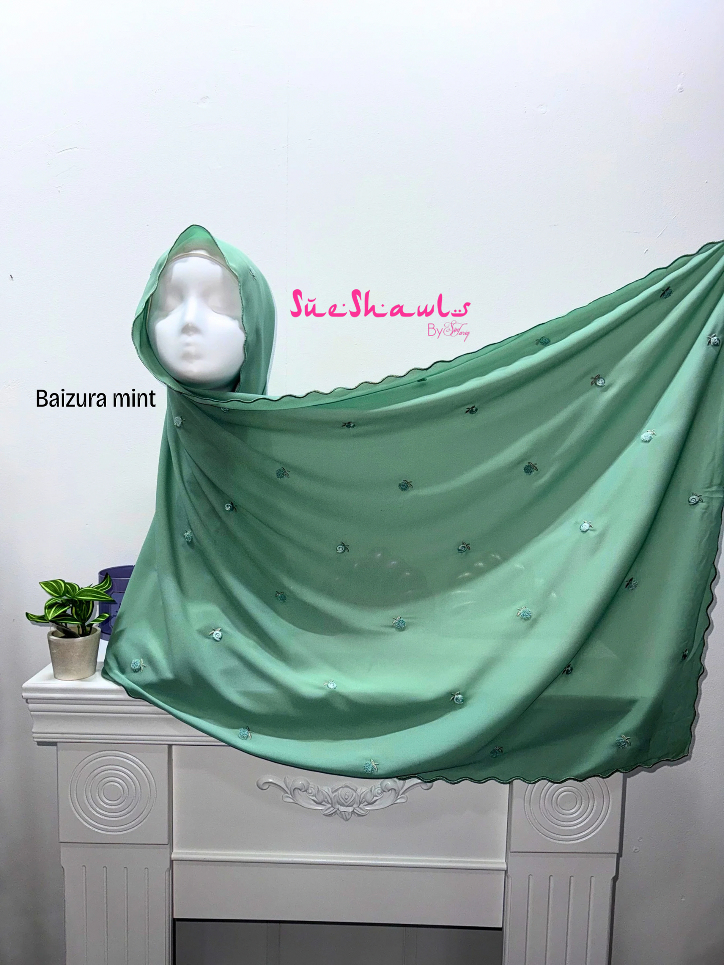 Baizura Embroided 1.8M Chiffon Shawl