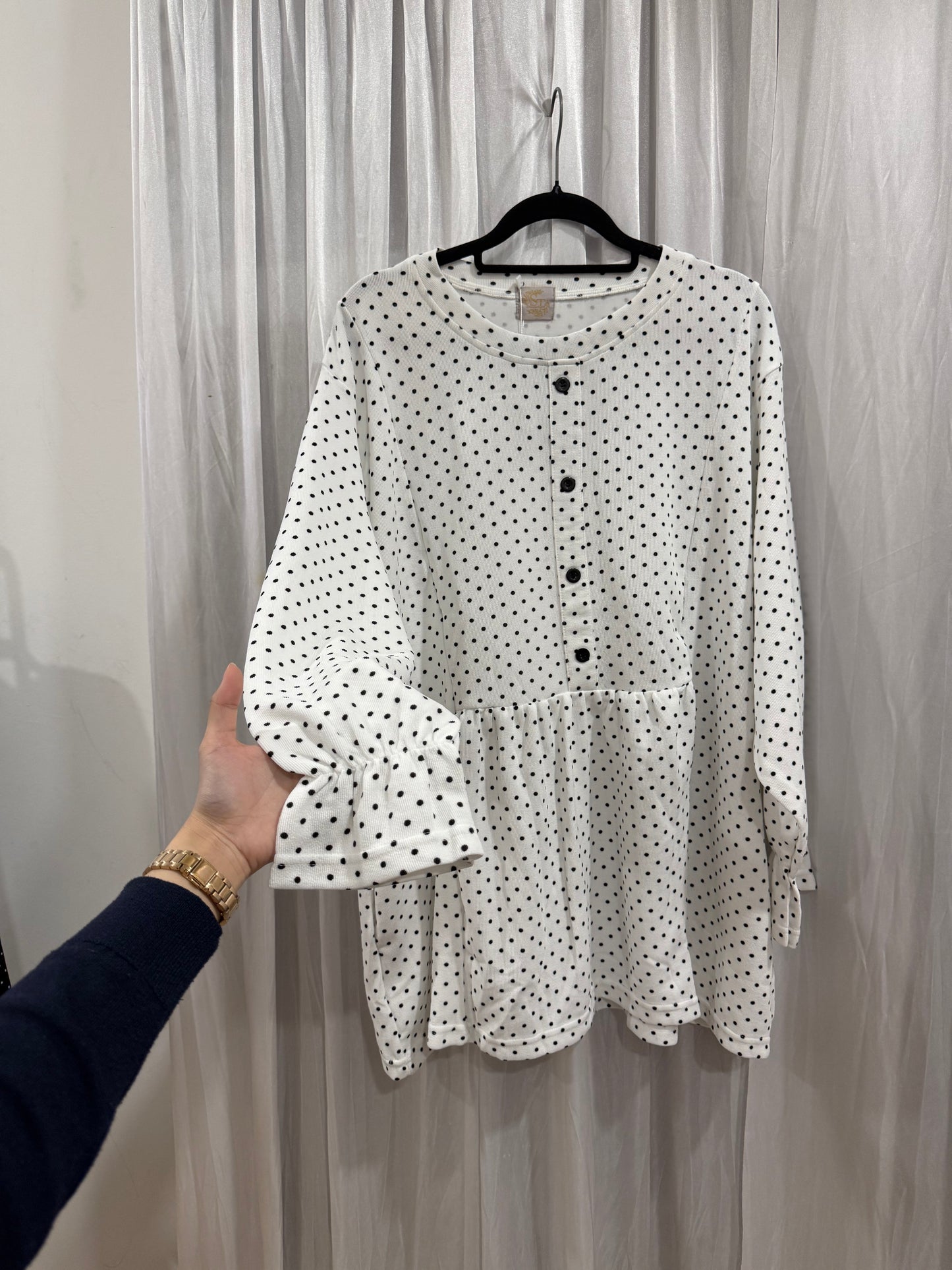 Lola Fake Button Up Polka Dot Top
