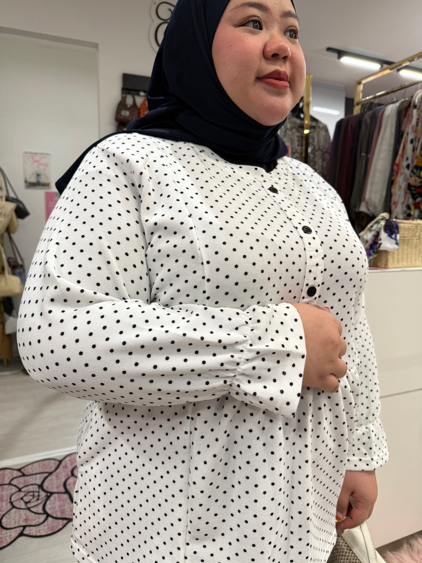 Lola Fake Button Up Polka Dot Top