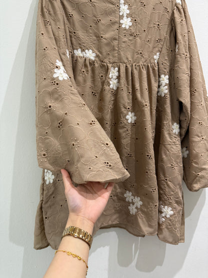 Zelora Cotton Eyelet Babydoll Top