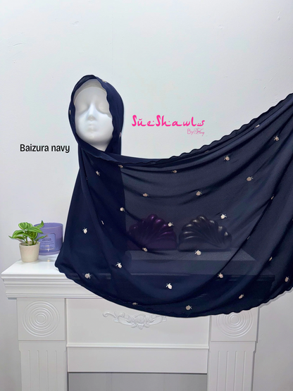 Baizura Embroided 1.8M Chiffon Shawl