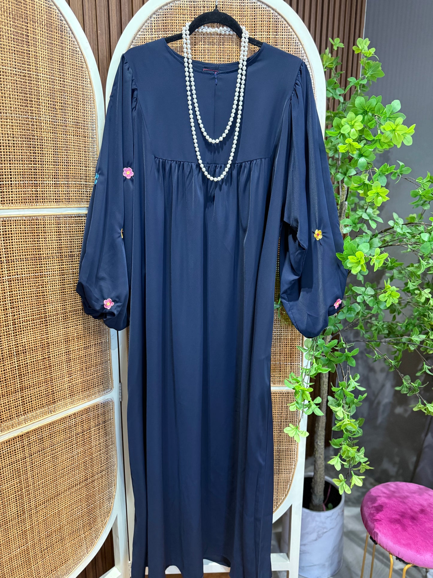 Persona Flower Embroided Balloon Sleeve Dress