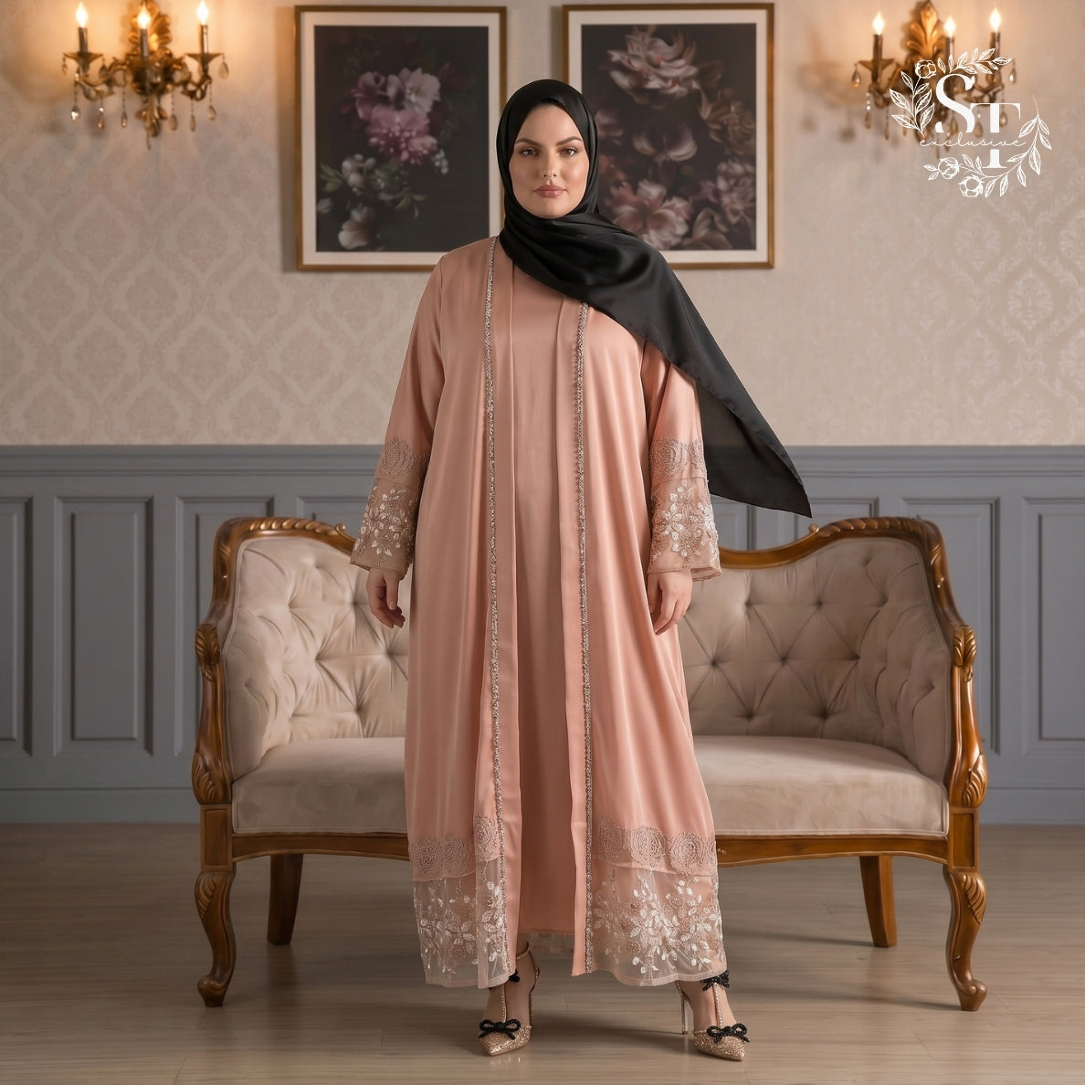 Elisya Lace 2-piece Abaya Dubai