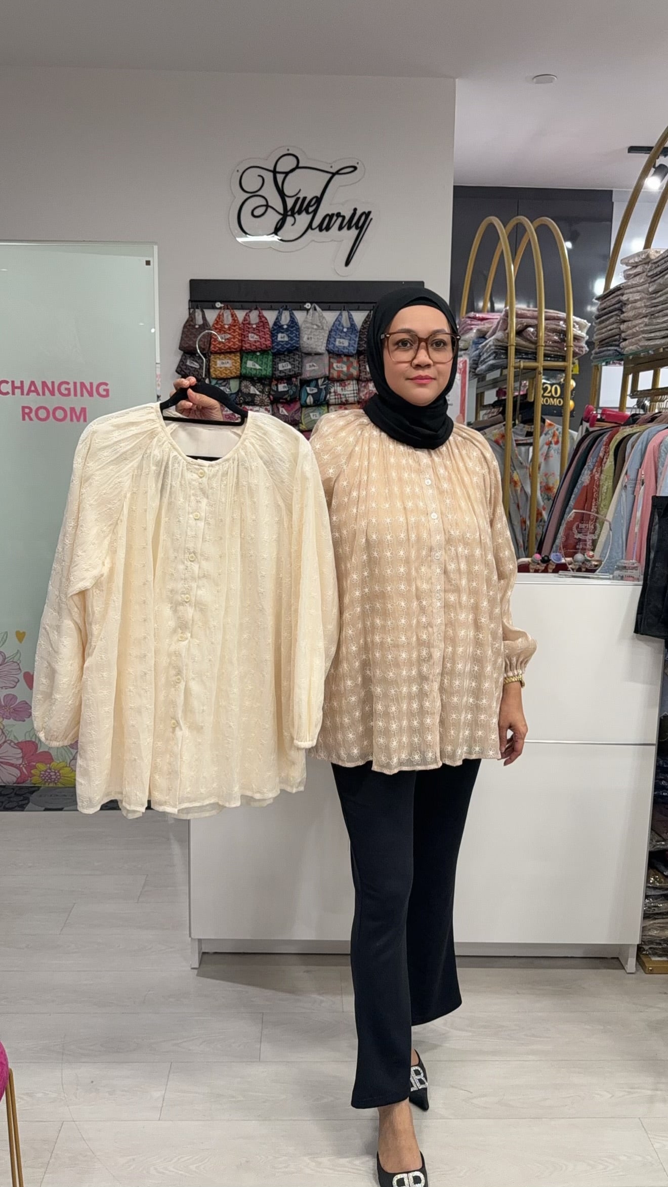 Qirana Premium Eyelet Button up Top