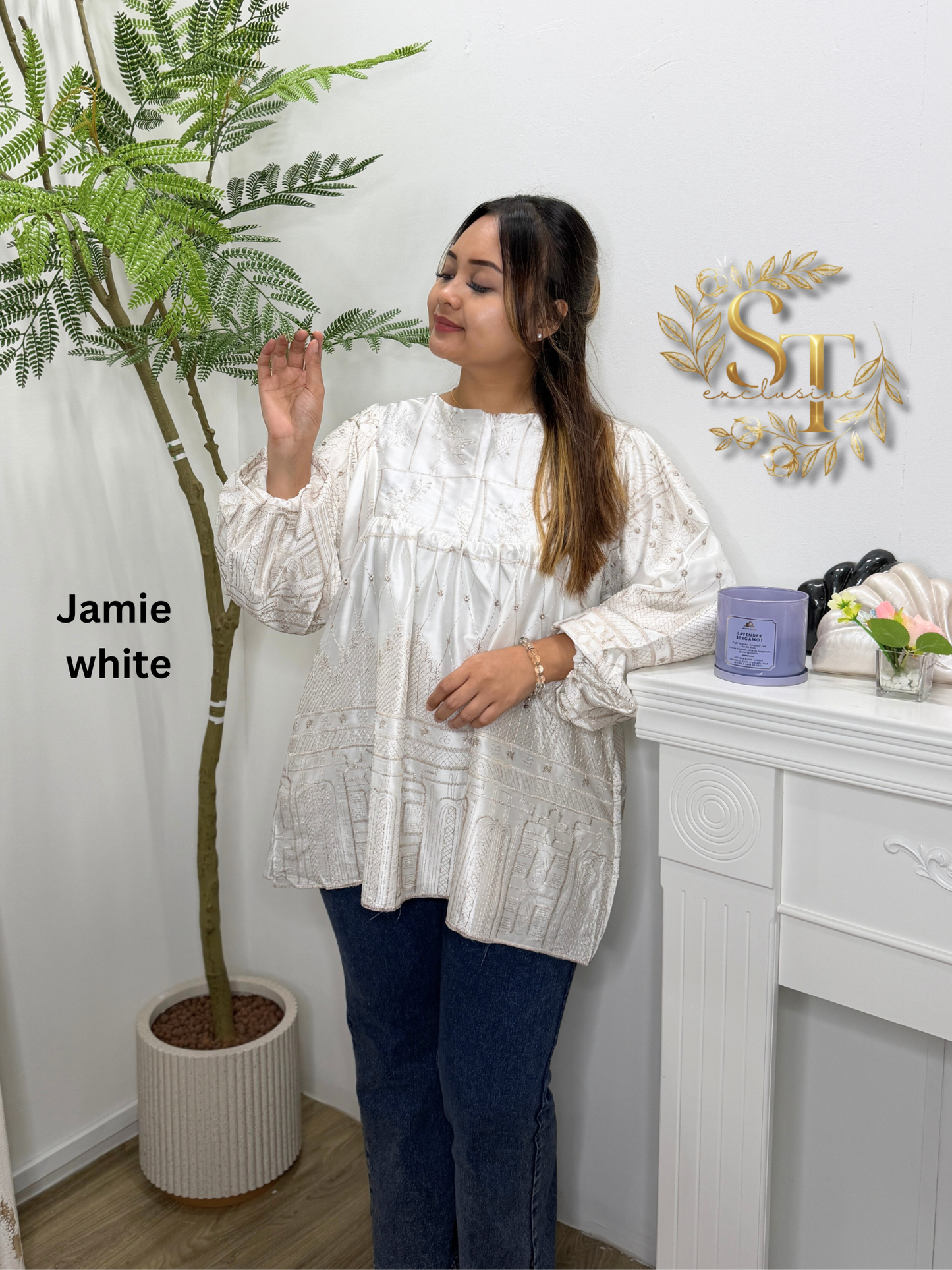 Jamie Premium Armani Eyelet Babydoll top