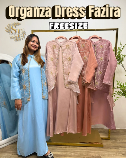 Fazira Organza Dress With Long Sleeve Inner