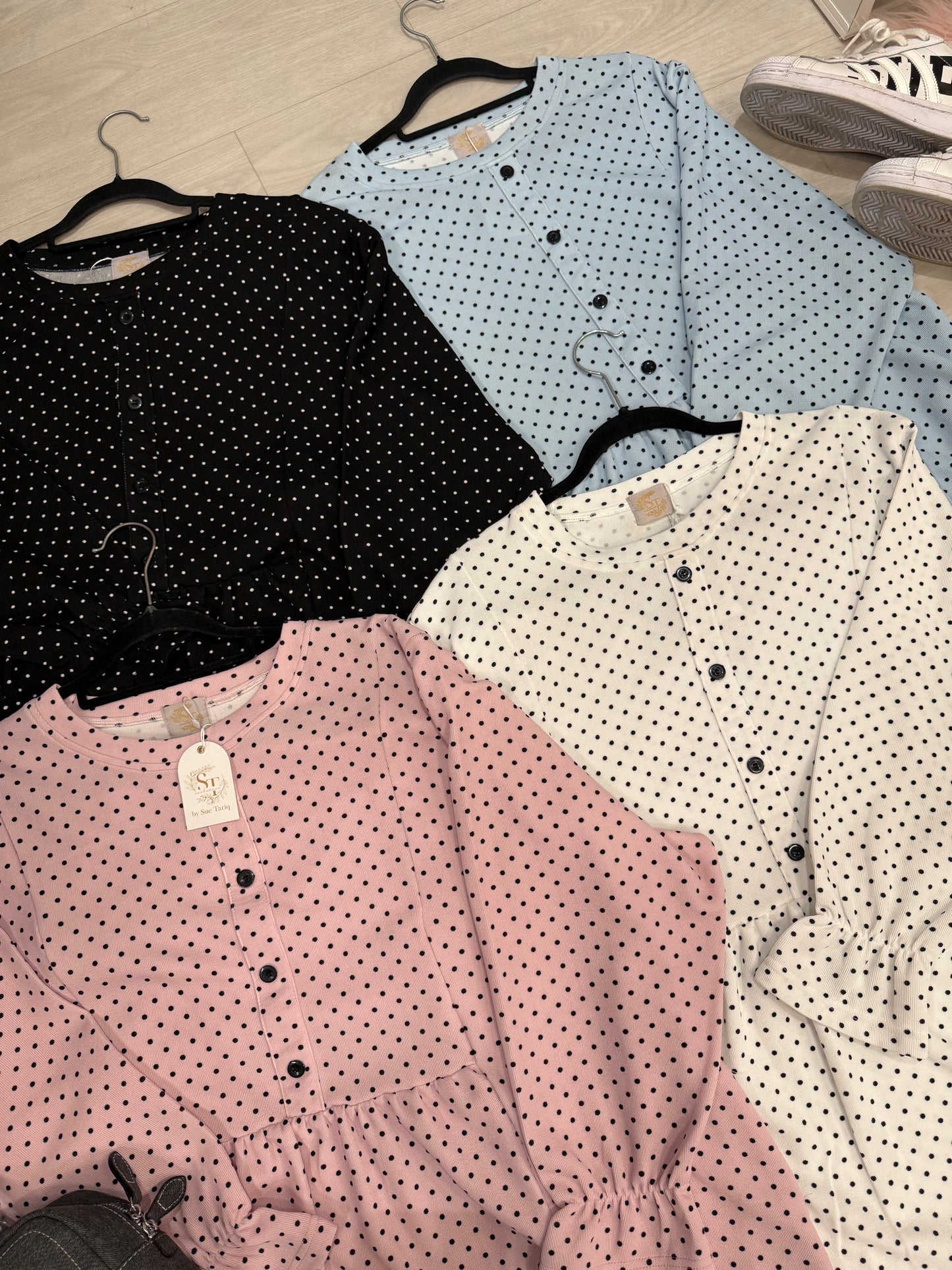 Lola Fake Button Up Polka Dot Top