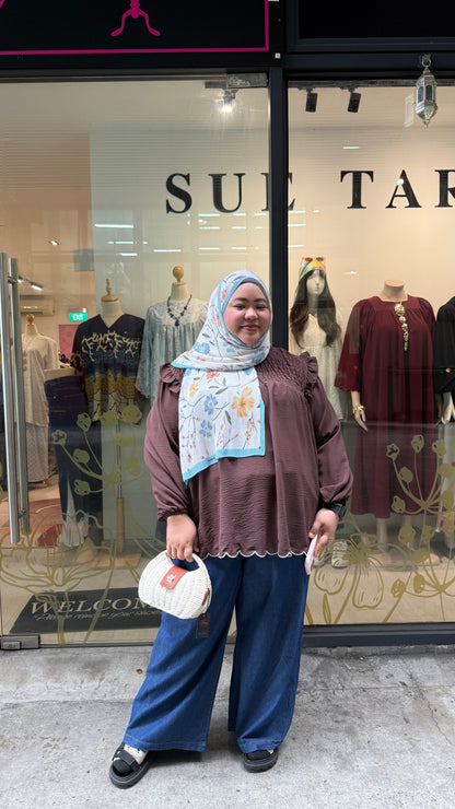 Dariyah Smoked Plus Size Top with Ruffles