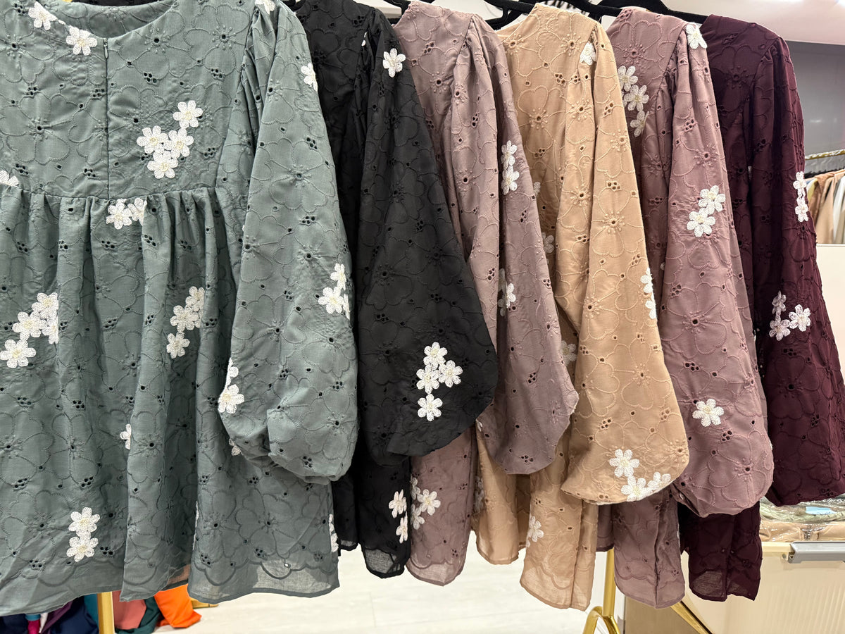 Zelora Cotton Eyelet Babydoll Top