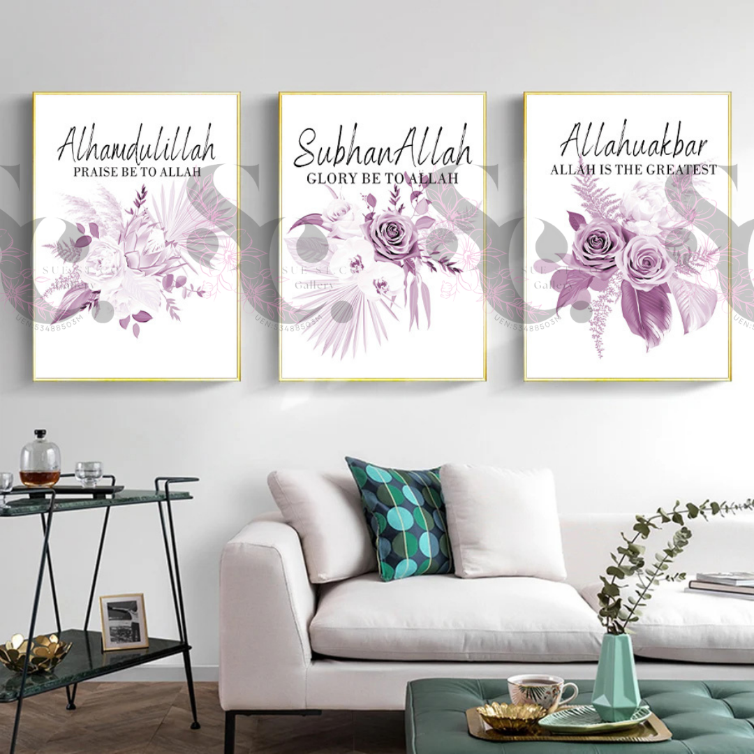 Flowers with Arabic Quotes in Sets of 3