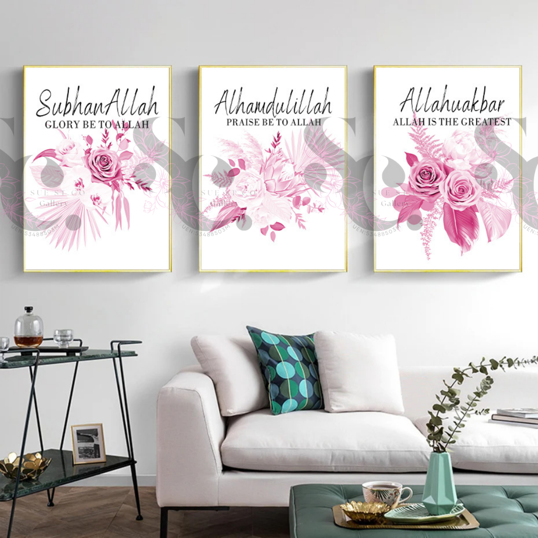 Flowers with Arabic Quotes in Sets of 3