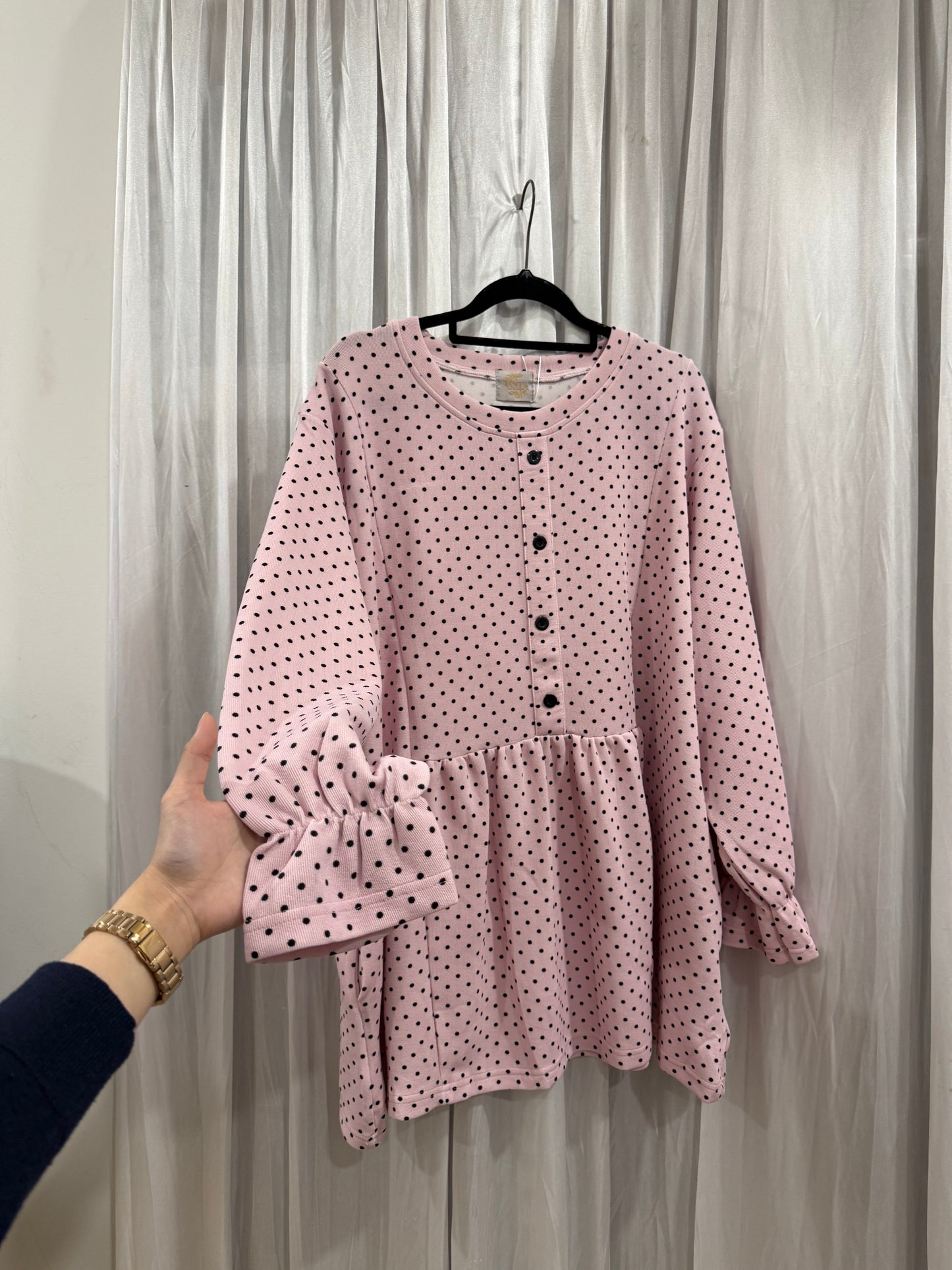 Lola Fake Button Up Polka Dot Top