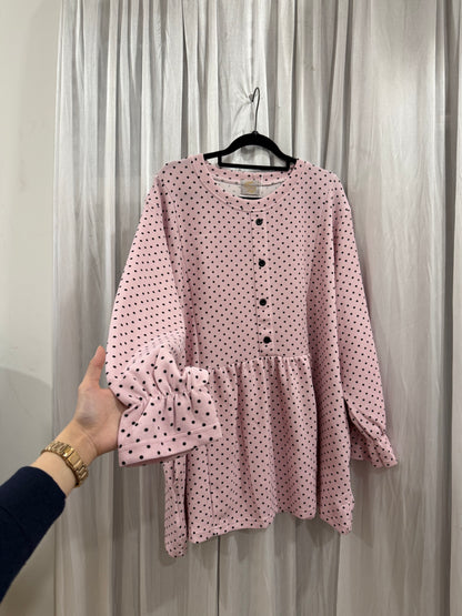 Lola Fake Button Up Polka Dot Top
