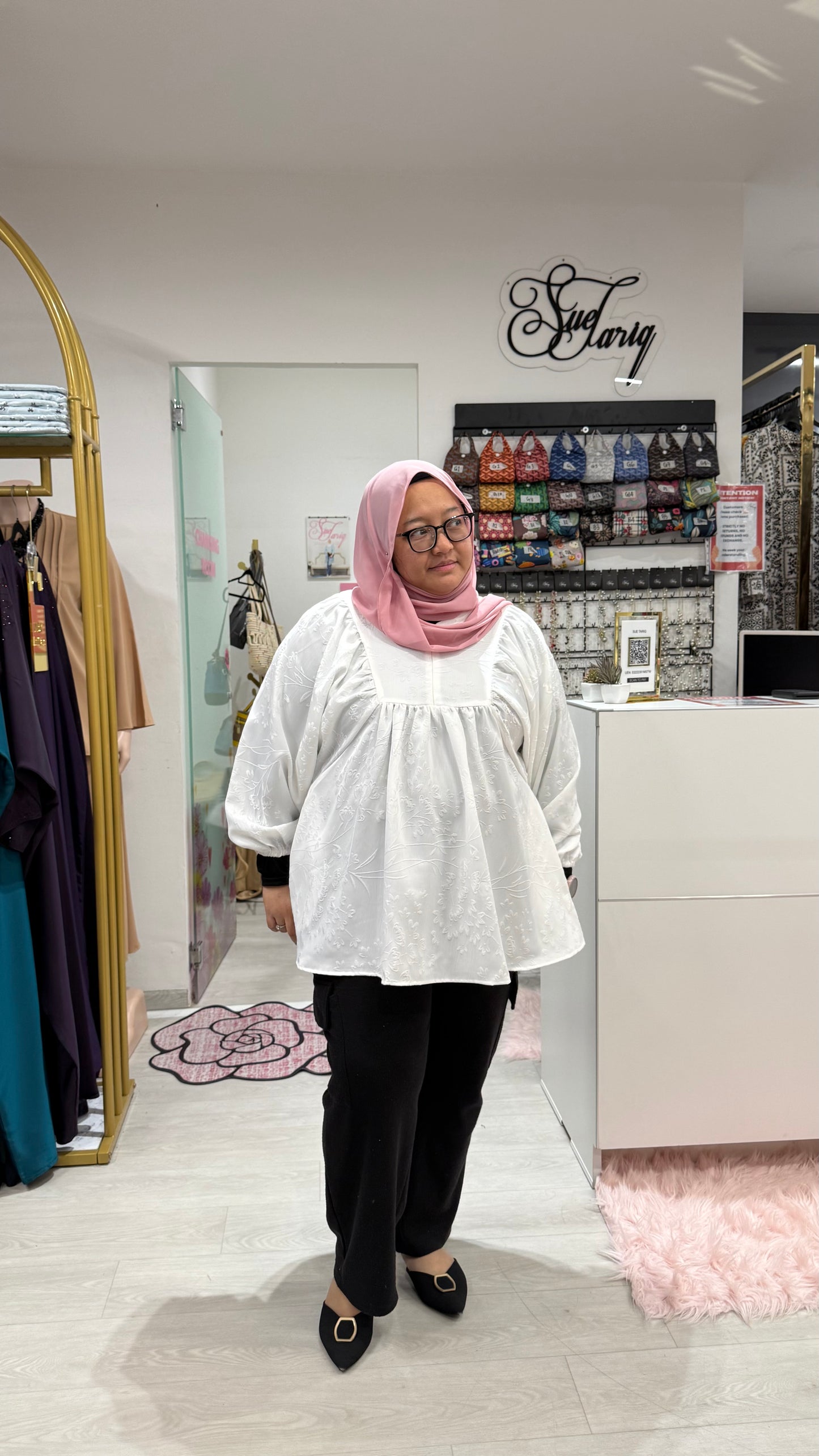 Erla Cotton Embossed babydoll top
