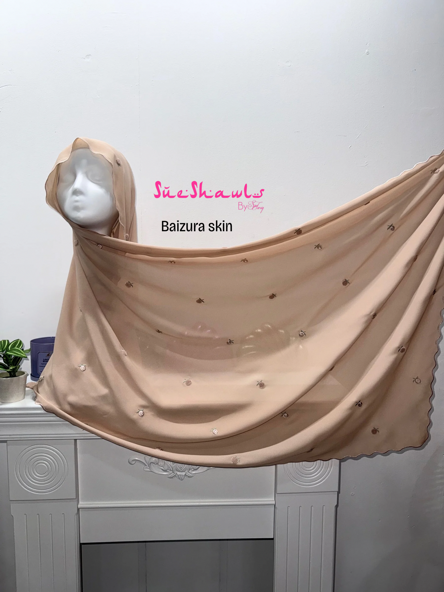 Baizura Embroided 1.8M Chiffon Shawl