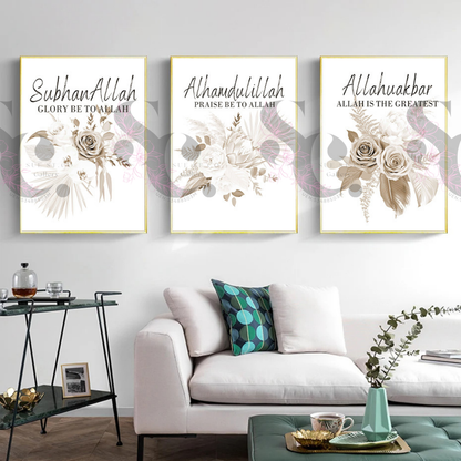 Flowers with Arabic Quotes in Sets of 3